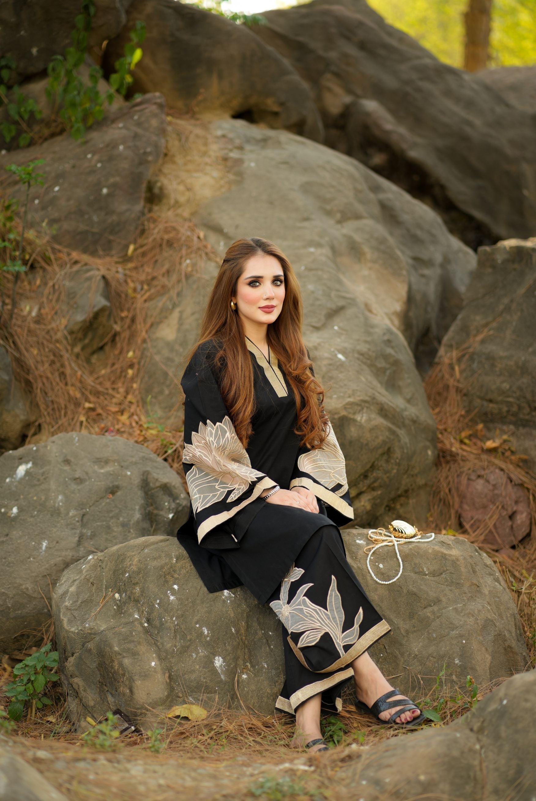Denali - Black Premium Fabric Pakistani Winter Dresses - Sahiba-clothing - 6