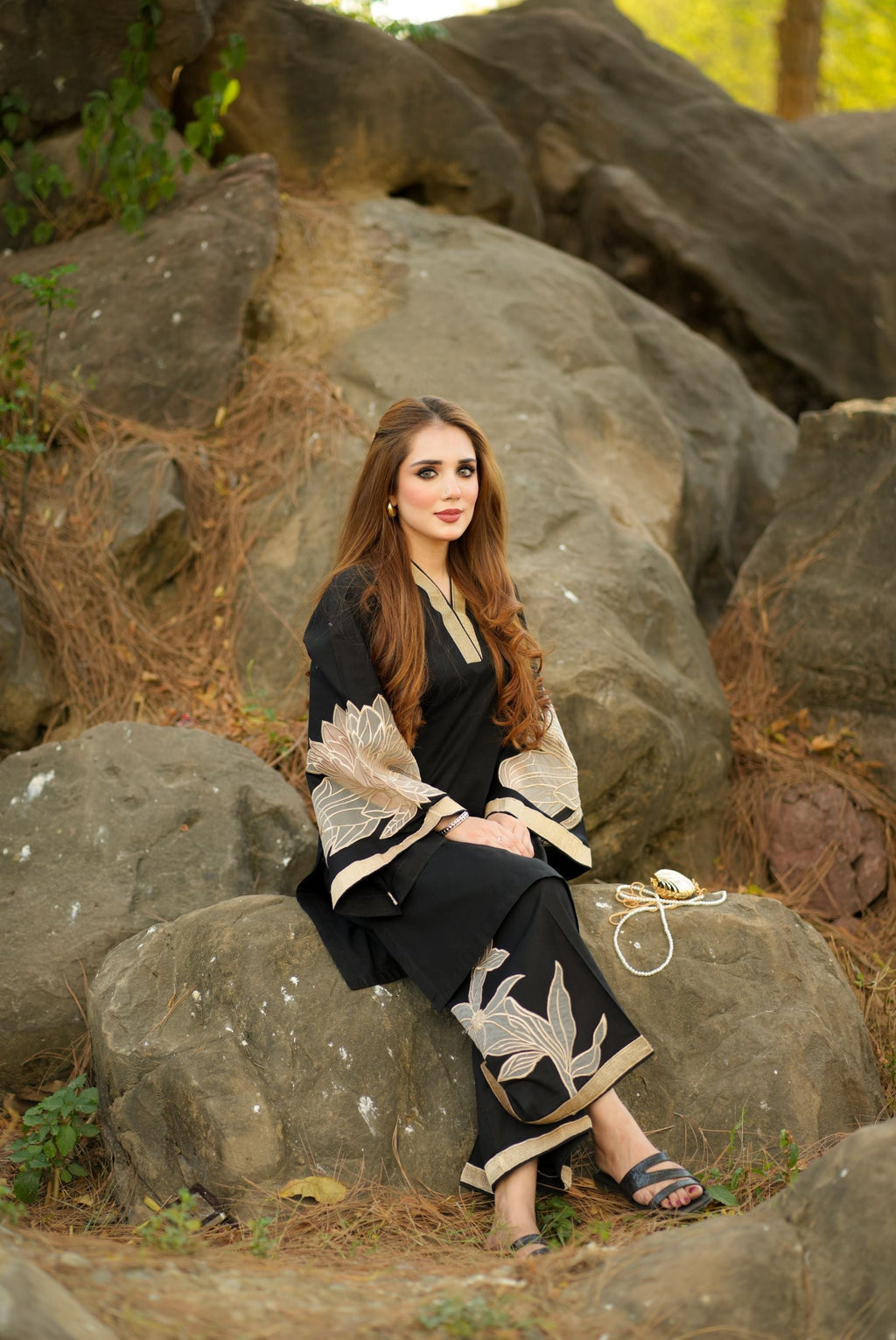 Denali - Black Premium Fabric Pakistani Winter Dresses - Sahiba-clothing - 7
