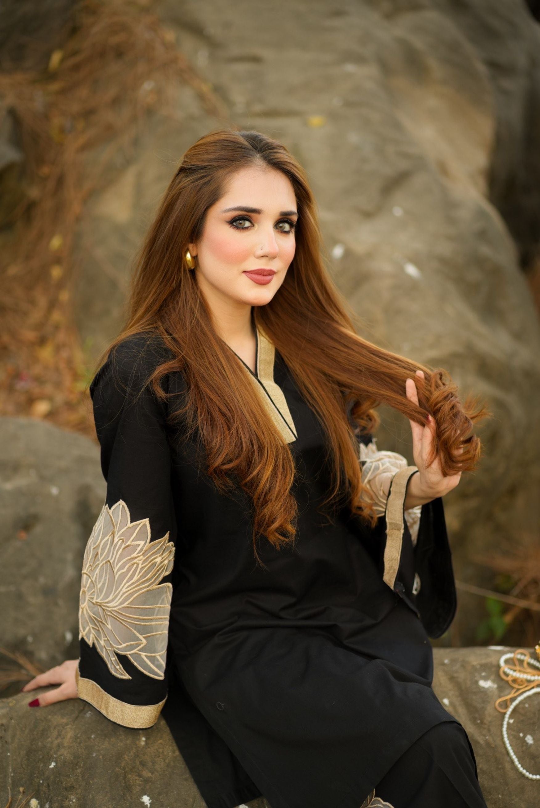 Denali - Black Premium Fabric Pakistani Winter Dresses - Sahiba-clothing - 2