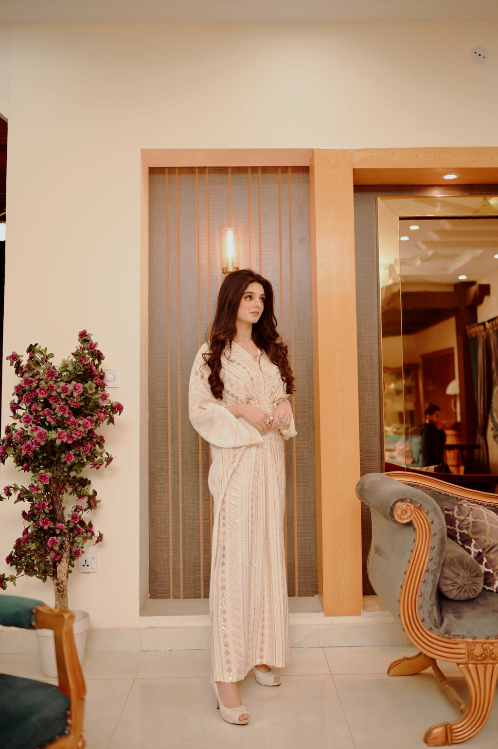 Naira White Premium Fabric Pakistani Summer Dresses - Sahiba-clothing - 4