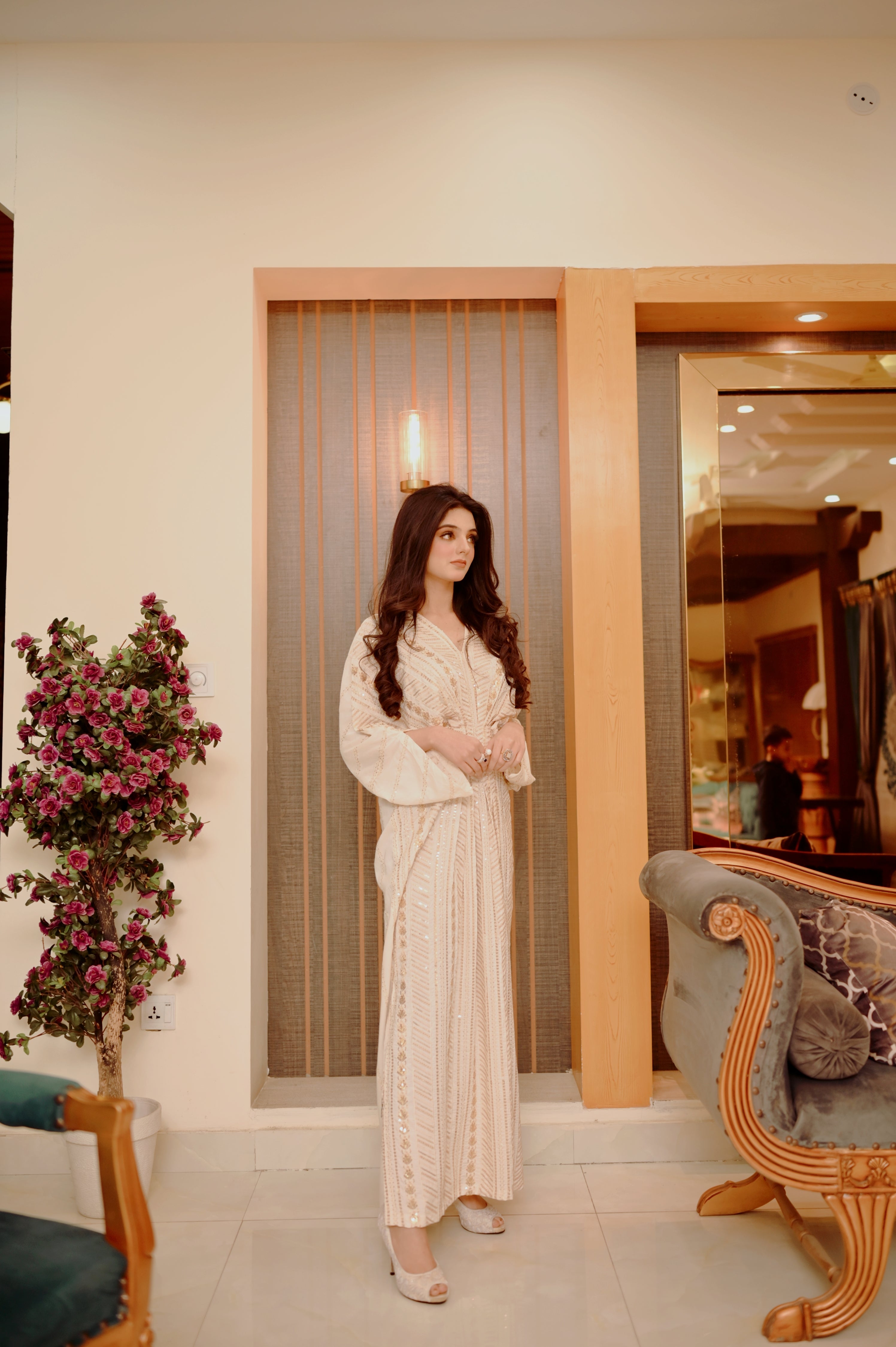Naira White Premium Fabric Pakistani Summer Dresses - Sahiba-clothing - 4