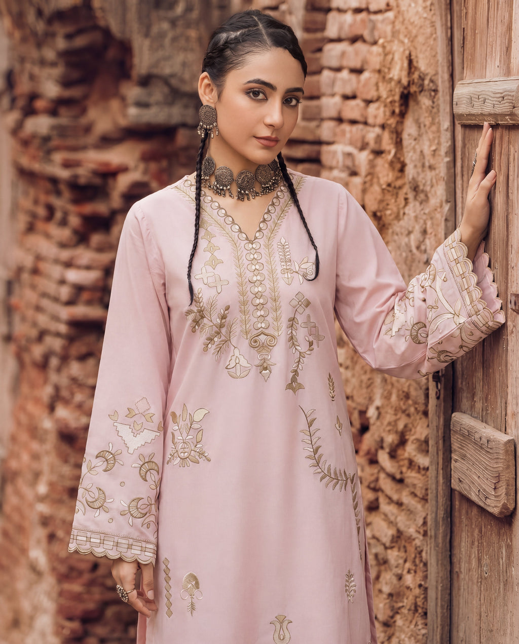 Ishwa Pink Premium Fabric Pakistani Summer Dresses - Sahiba-clothing - 9
