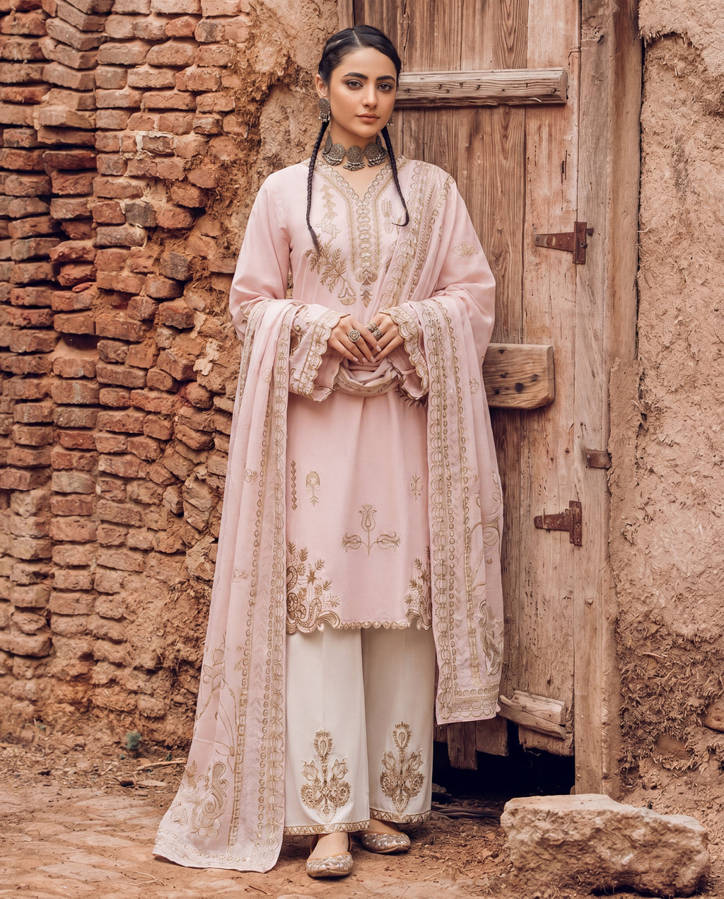 Ishwa Pink Premium Fabric Pakistani Summer Dresses - Sahiba-clothing - 1