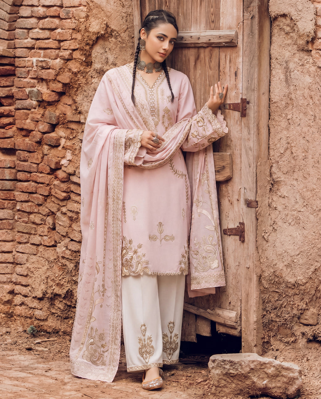 Ishwa Pink Premium Fabric Pakistani Summer Dresses - Sahiba-clothing - 5
