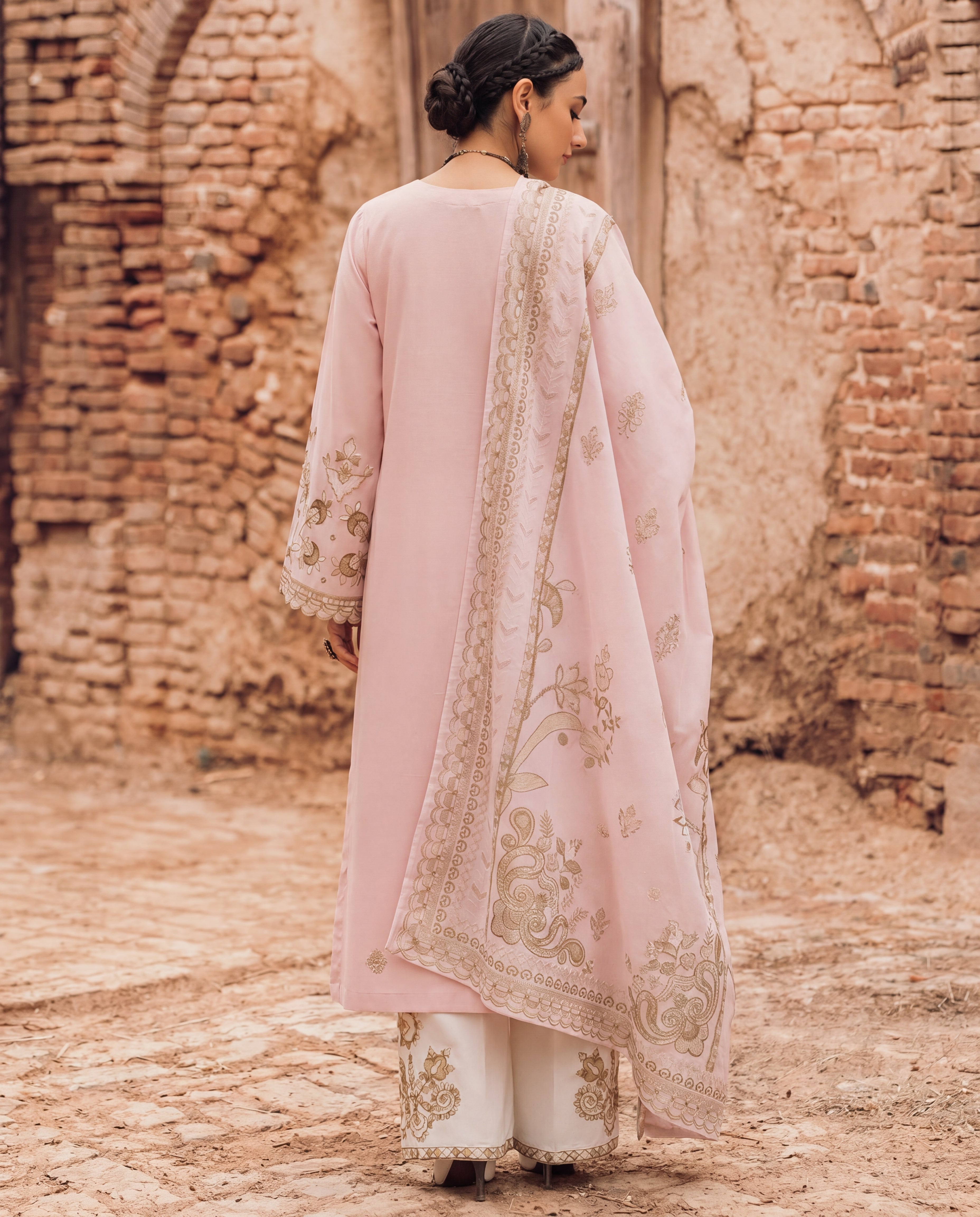 Ishwa Pink Premium Fabric Pakistani Summer Dresses - Sahiba-clothing - 6