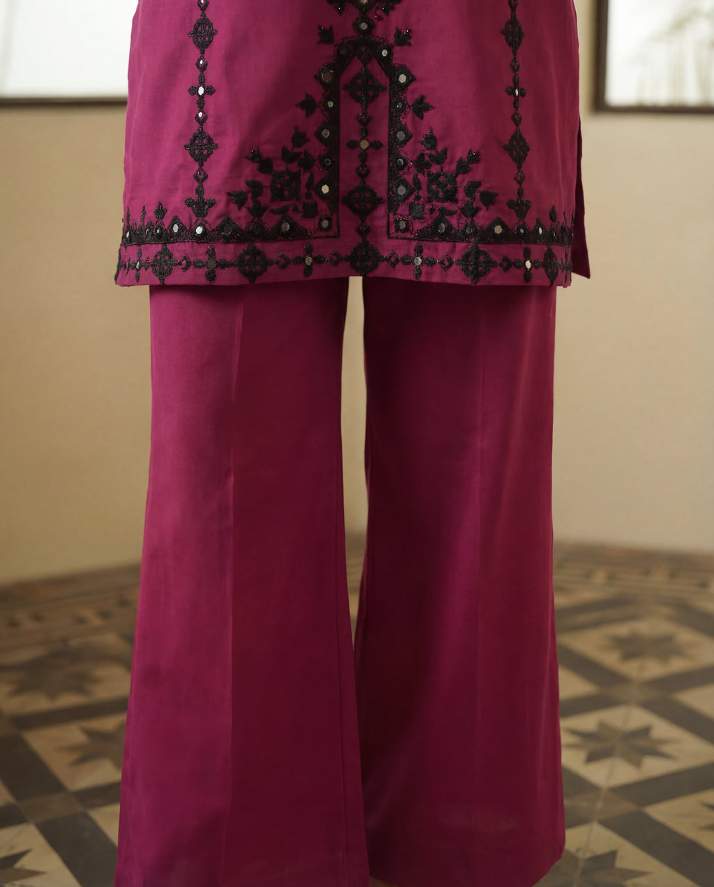 Jemina Maroon Premium Fabric Pakistani Summer Dresses - Sahiba-clothing - 8