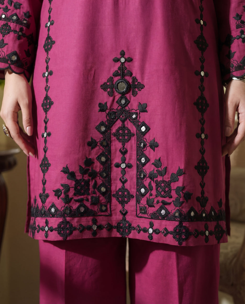 Jemina Maroon Premium Fabric Pakistani Summer Dresses - Sahiba-clothing - 7