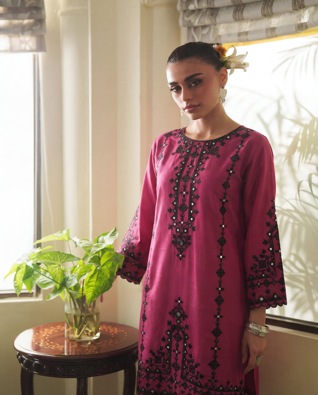 Jemina Maroon Premium Fabric Pakistani Summer Dresses - Sahiba-clothing - 4