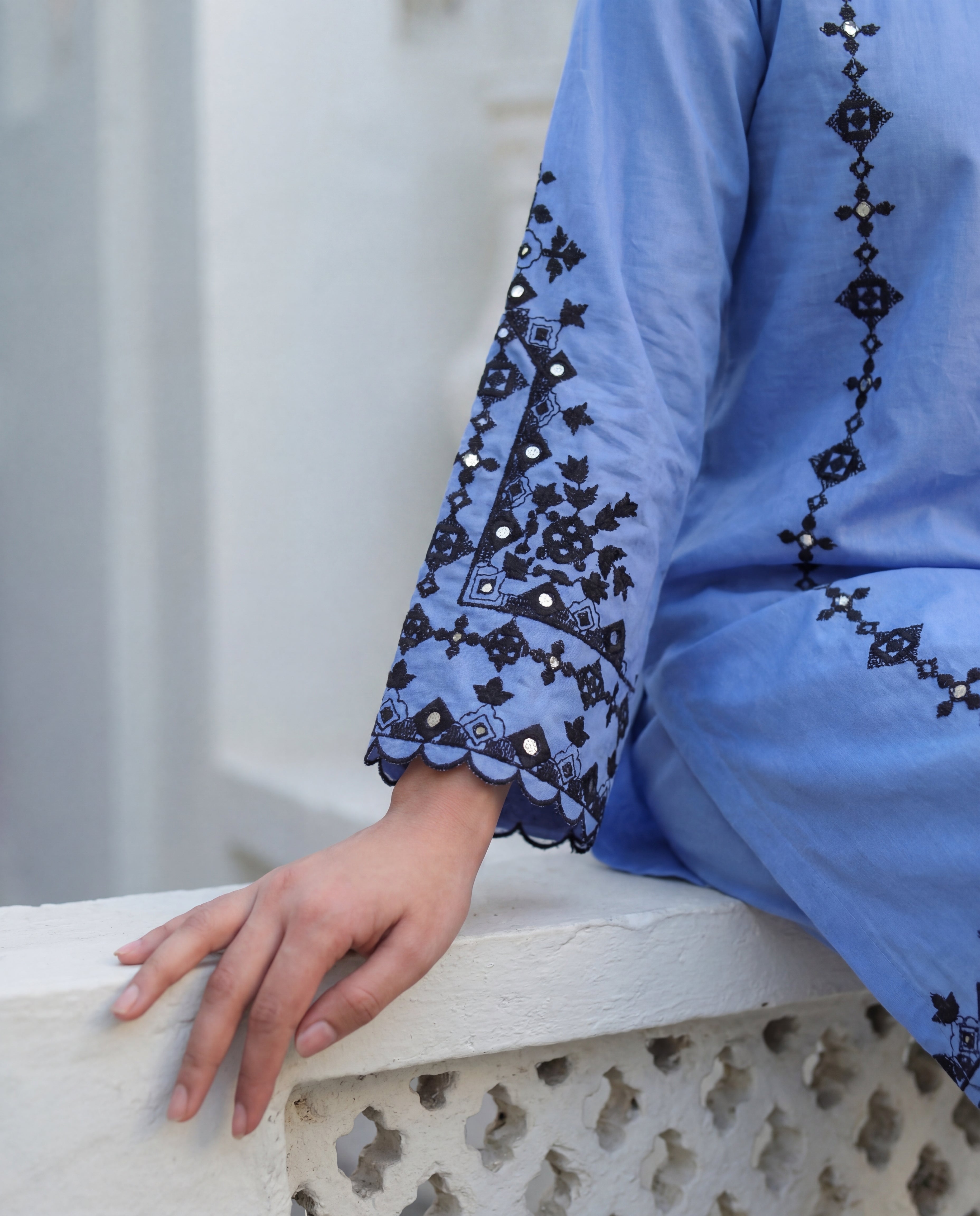 Jemina Blue Premium Fabric Pakistani Summer Dresses - Sahiba-clothing - 5