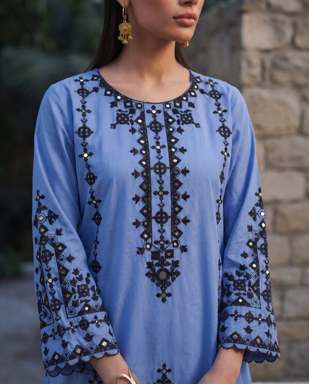Jemina Blue Premium Fabric Pakistani Summer Dresses - Sahiba-clothing - 3