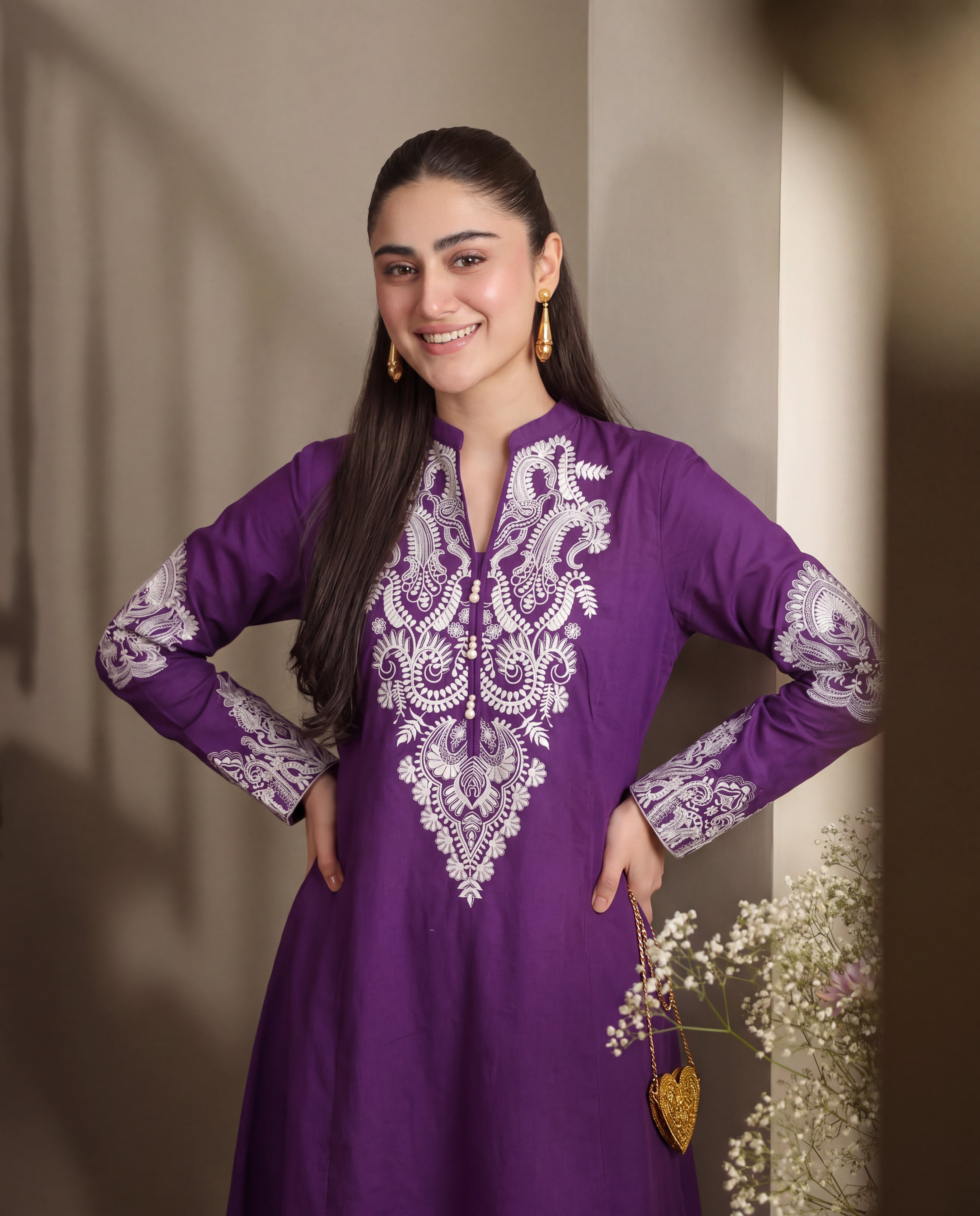 Lavender Premium Fabric Pakistani Summer Dresses - Sahiba-clothing - 2