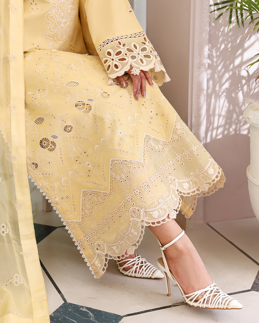Lumiere Yellow Organza Women Clothing - Roheenaz - 5