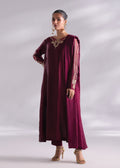 Garnet Raw Silk Pakistani Casuals Dresses