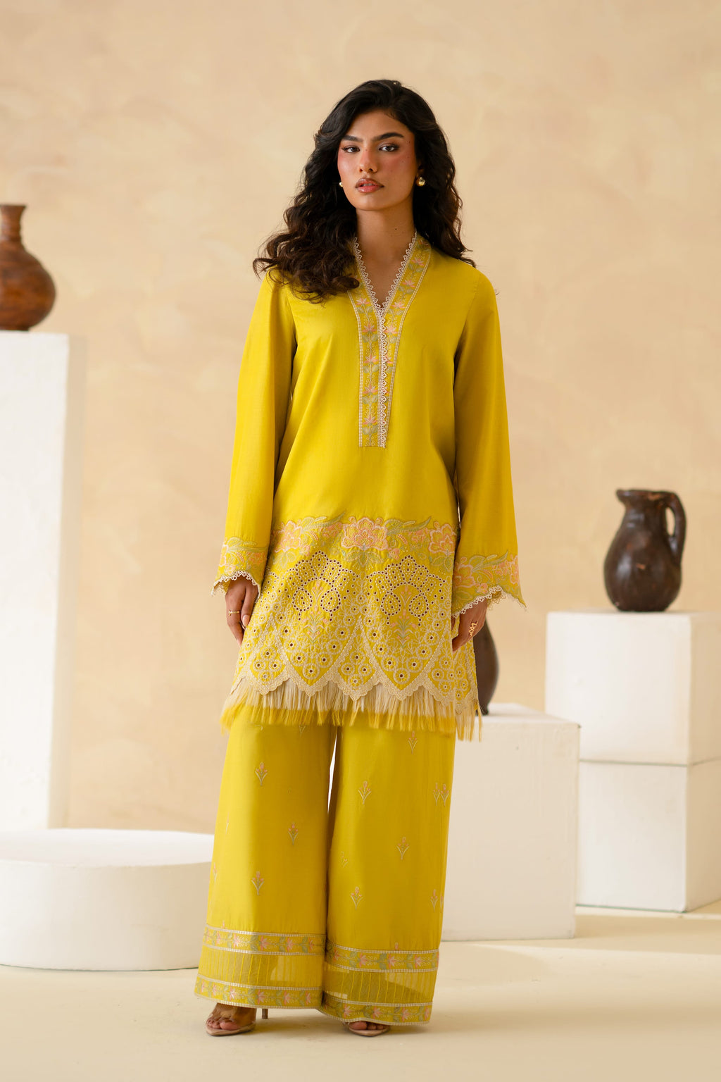 Marigold Cotton Pakistani Summer Dresses - Akbar Aslam - 1