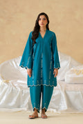 Azure Cotton Pakistani Summer Dresses - Akbar Aslam - 1