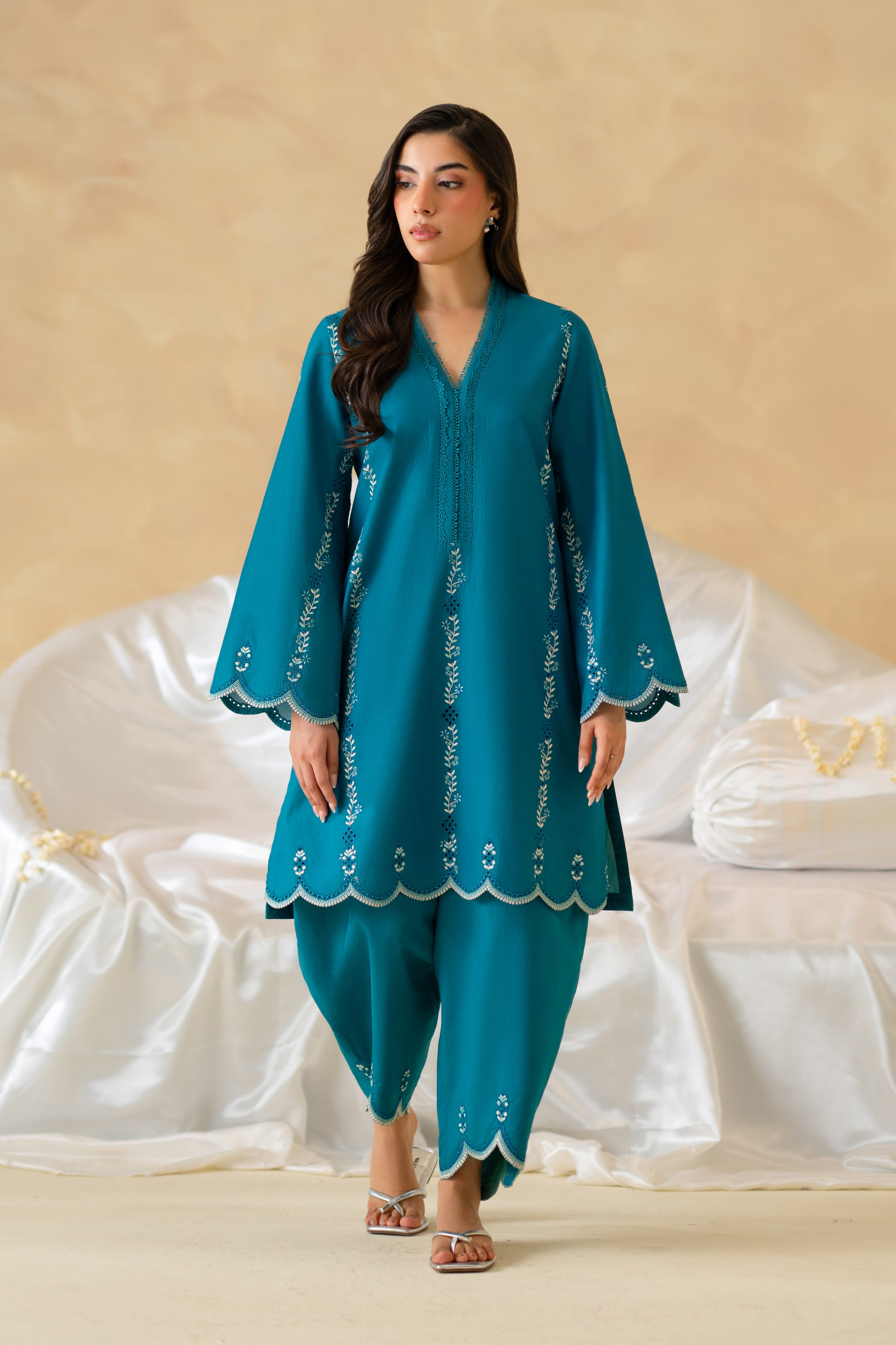Azure Cotton Pakistani Summer Dresses - Akbar Aslam - 2