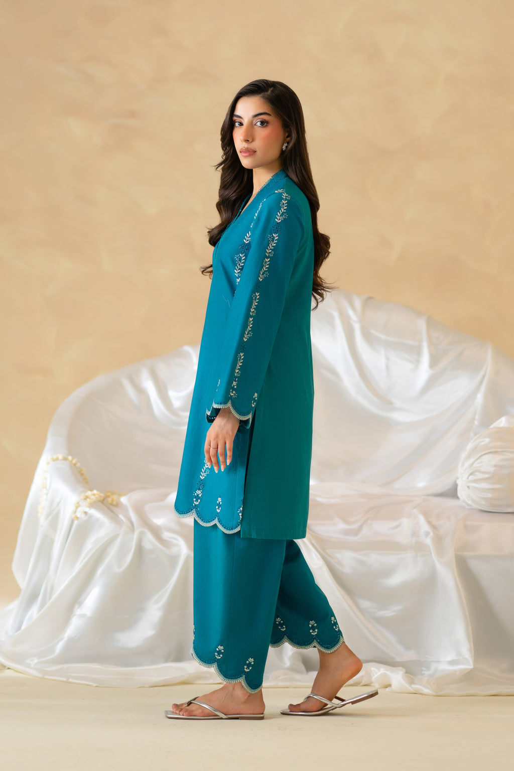 Azure Cotton Pakistani Summer Dresses - Akbar Aslam - 3