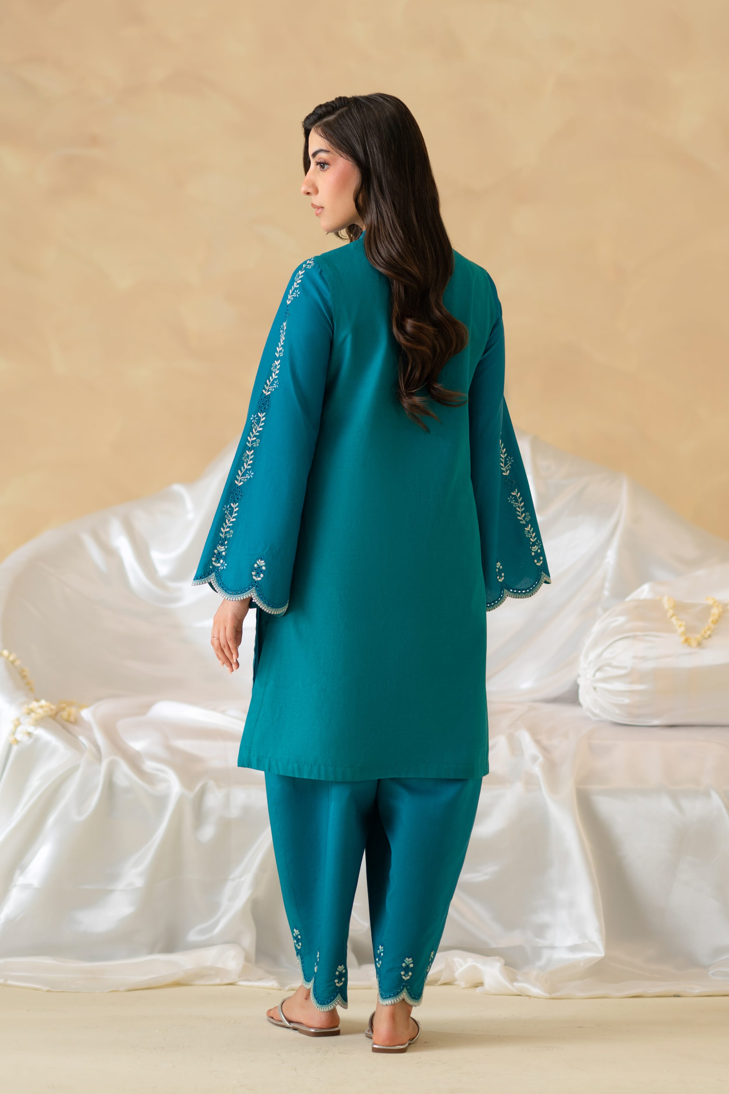 Azure Cotton Pakistani Summer Dresses - Akbar Aslam - 4
