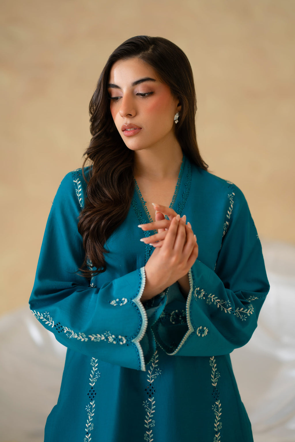 Azure Cotton Pakistani Summer Dresses - Akbar Aslam - 6