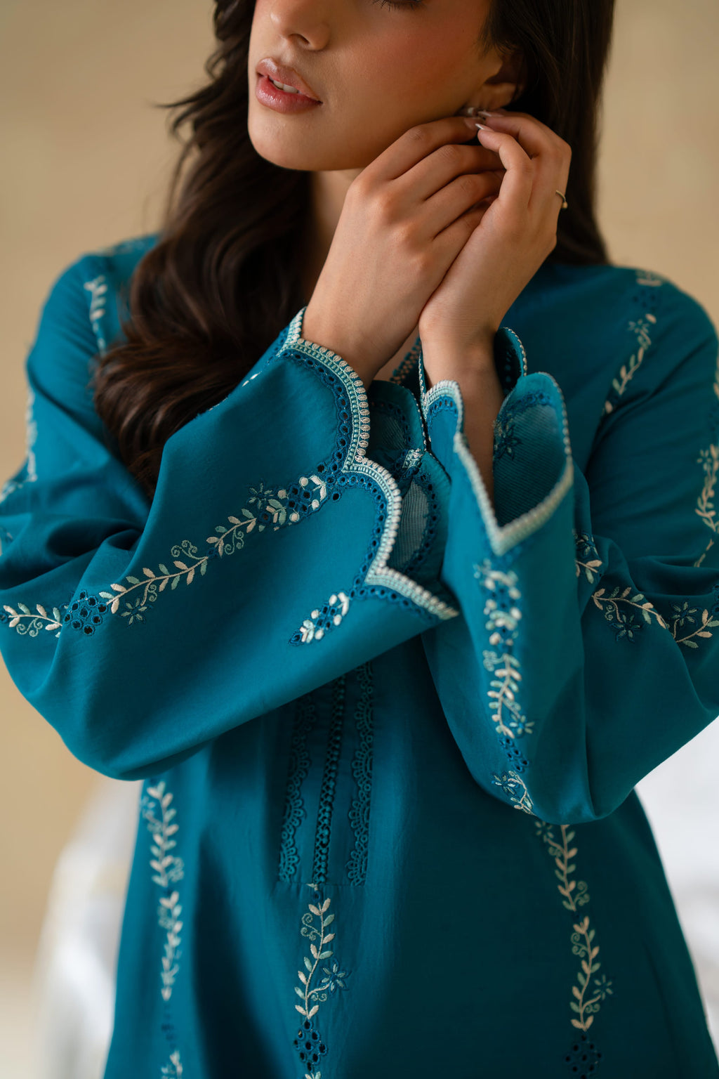 Azure Cotton Pakistani Summer Dresses - Akbar Aslam - 7