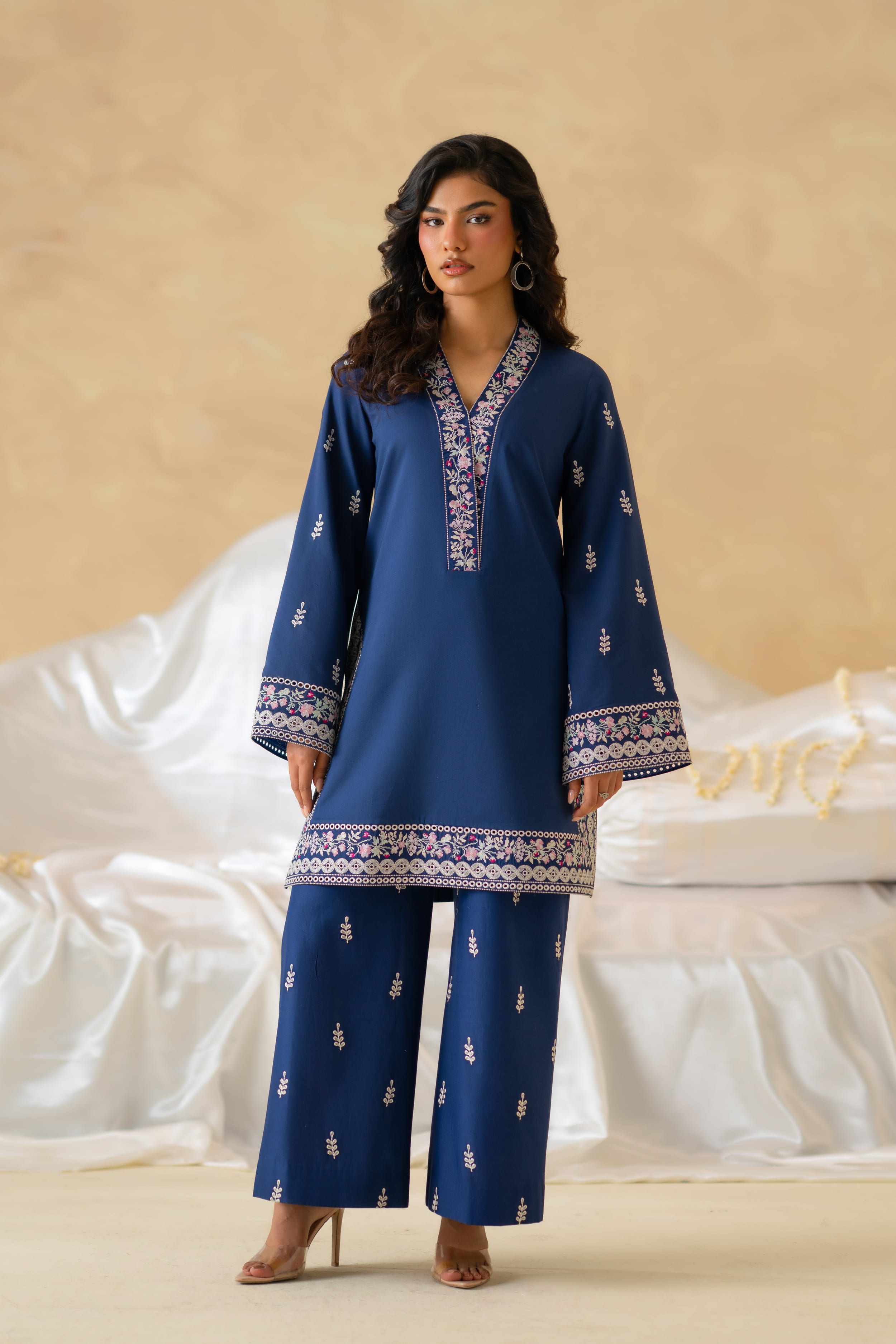 Celadon Cotton Pakistani Summer Dresses - Akbar Aslam - 1