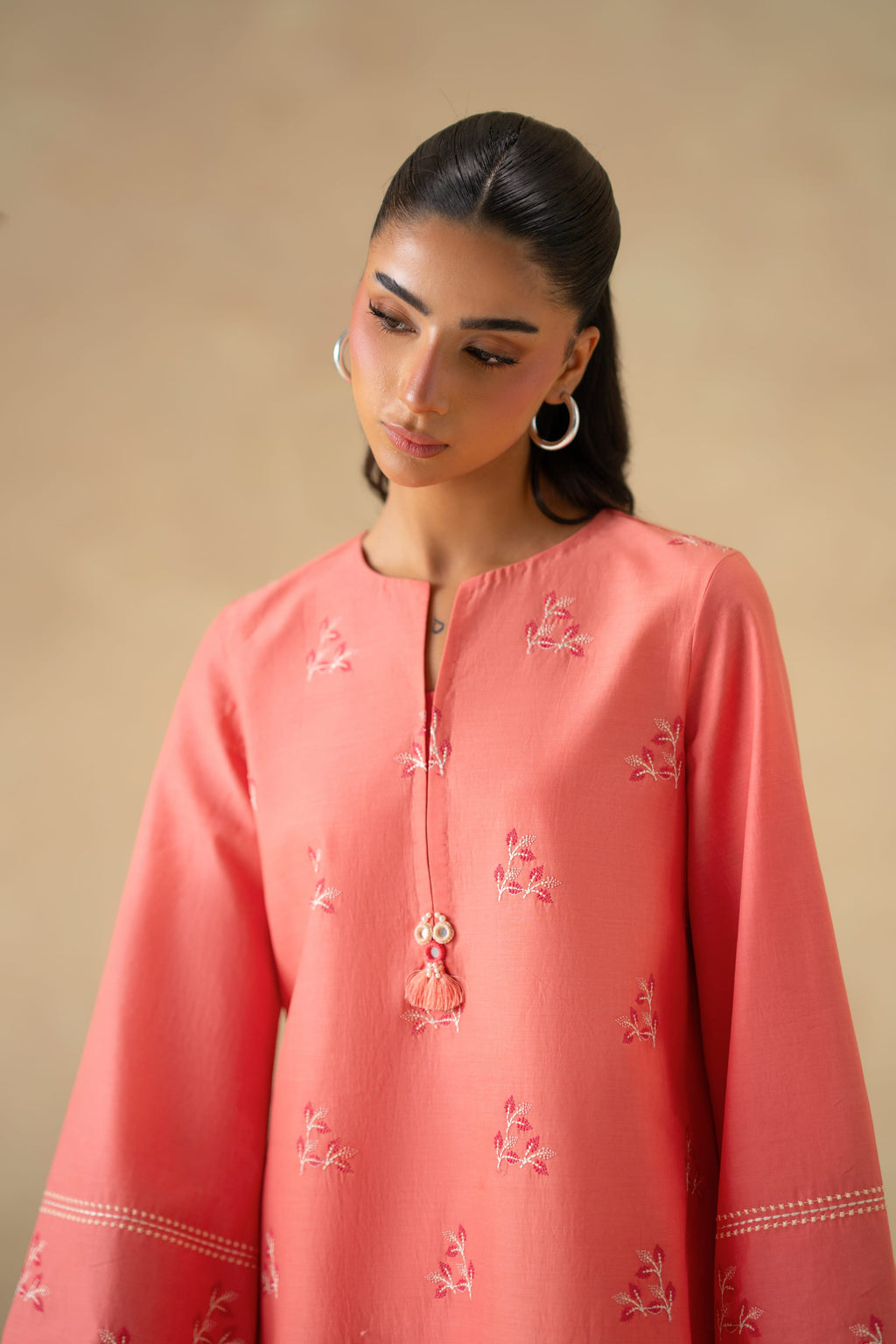 Coral Cotton Pakistani Summer Dresses - Akbar Aslam - 7