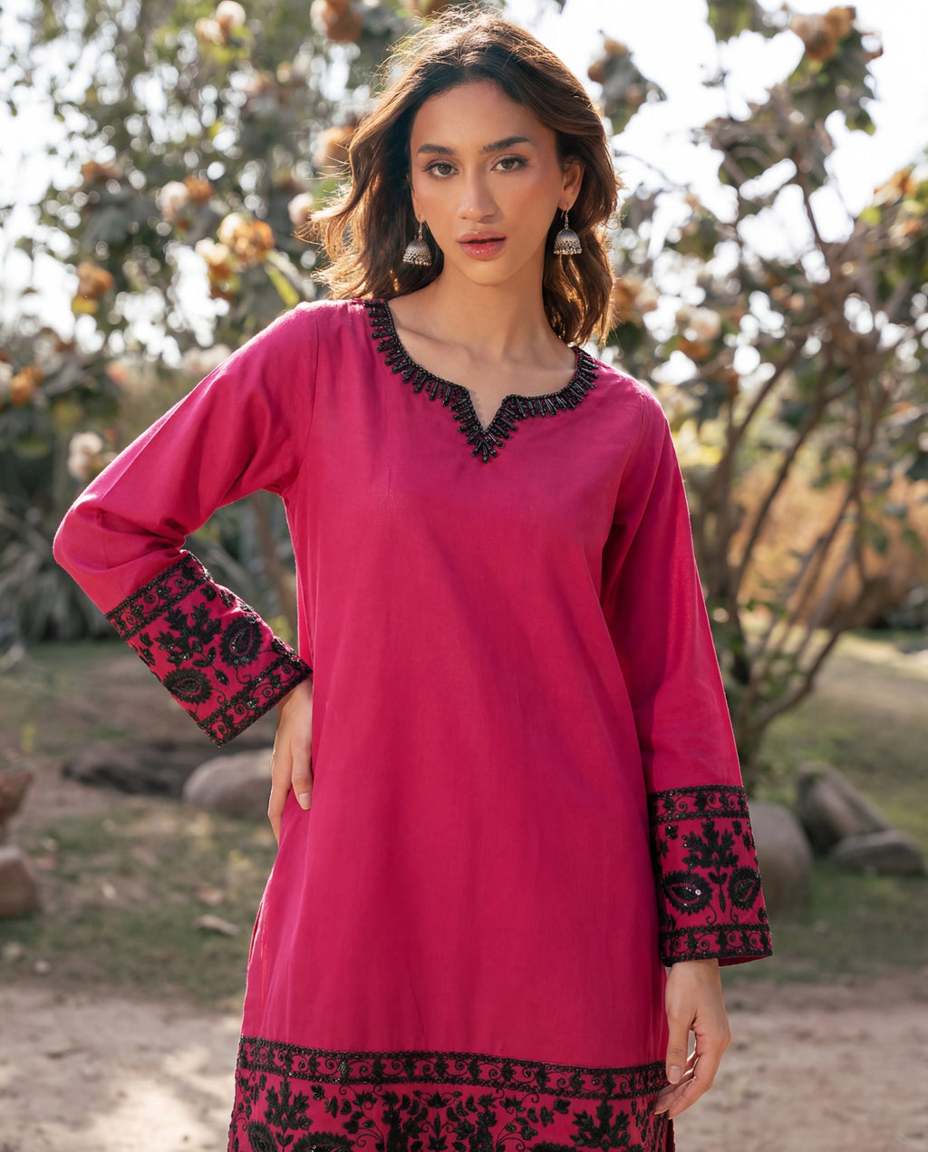 Madiha- Maroon Premium Fabric Pakistani Summer Dresses - Sahiba-clothing - 2