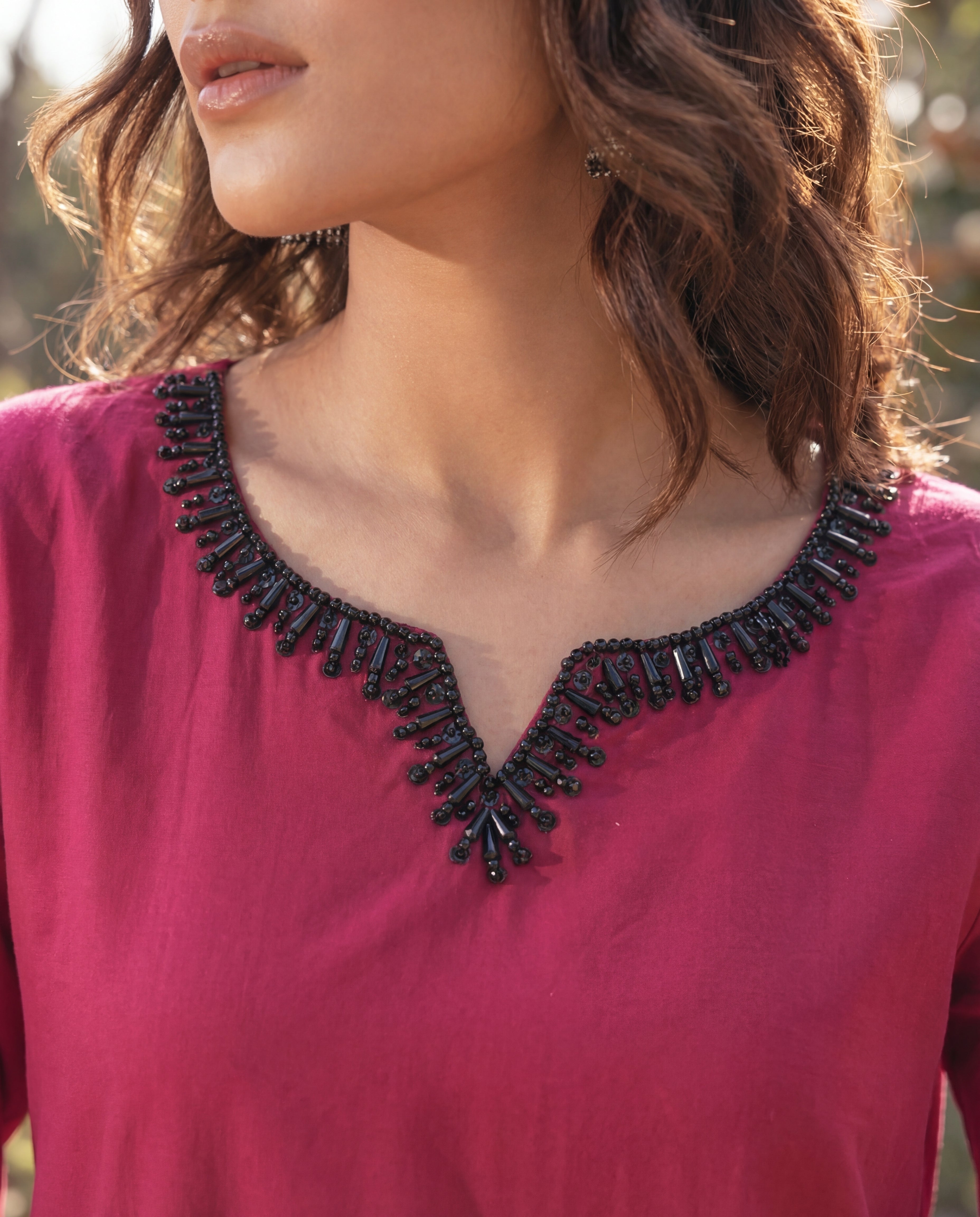 Madiha- Maroon Premium Fabric Pakistani Summer Dresses - Sahiba-clothing - 4