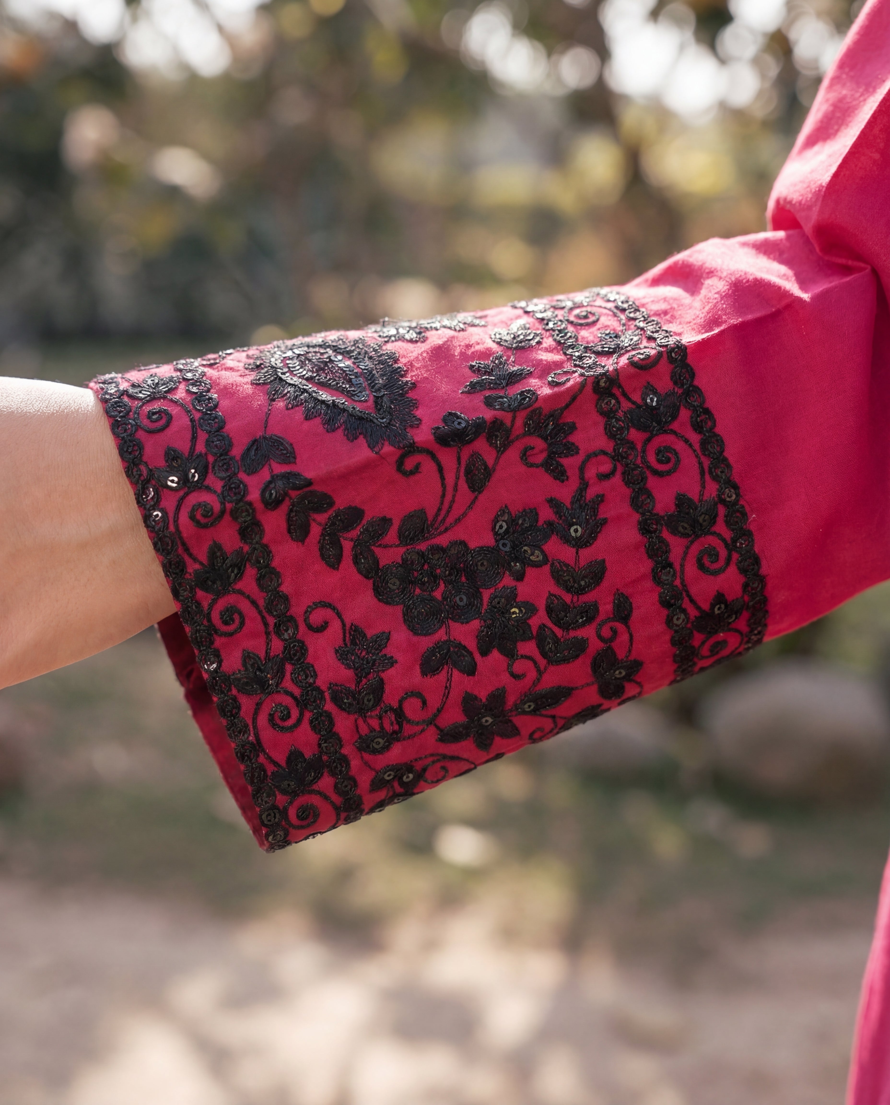Madiha- Maroon Premium Fabric Pakistani Summer Dresses - Sahiba-clothing - 5