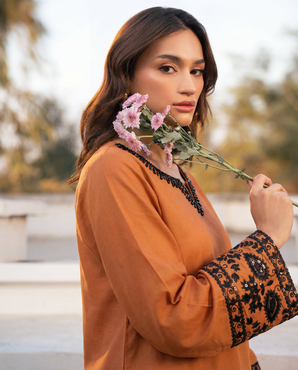 Madiha - Orange Premium Fabric Pakistani Summer Dresses - Sahiba-clothing - 2