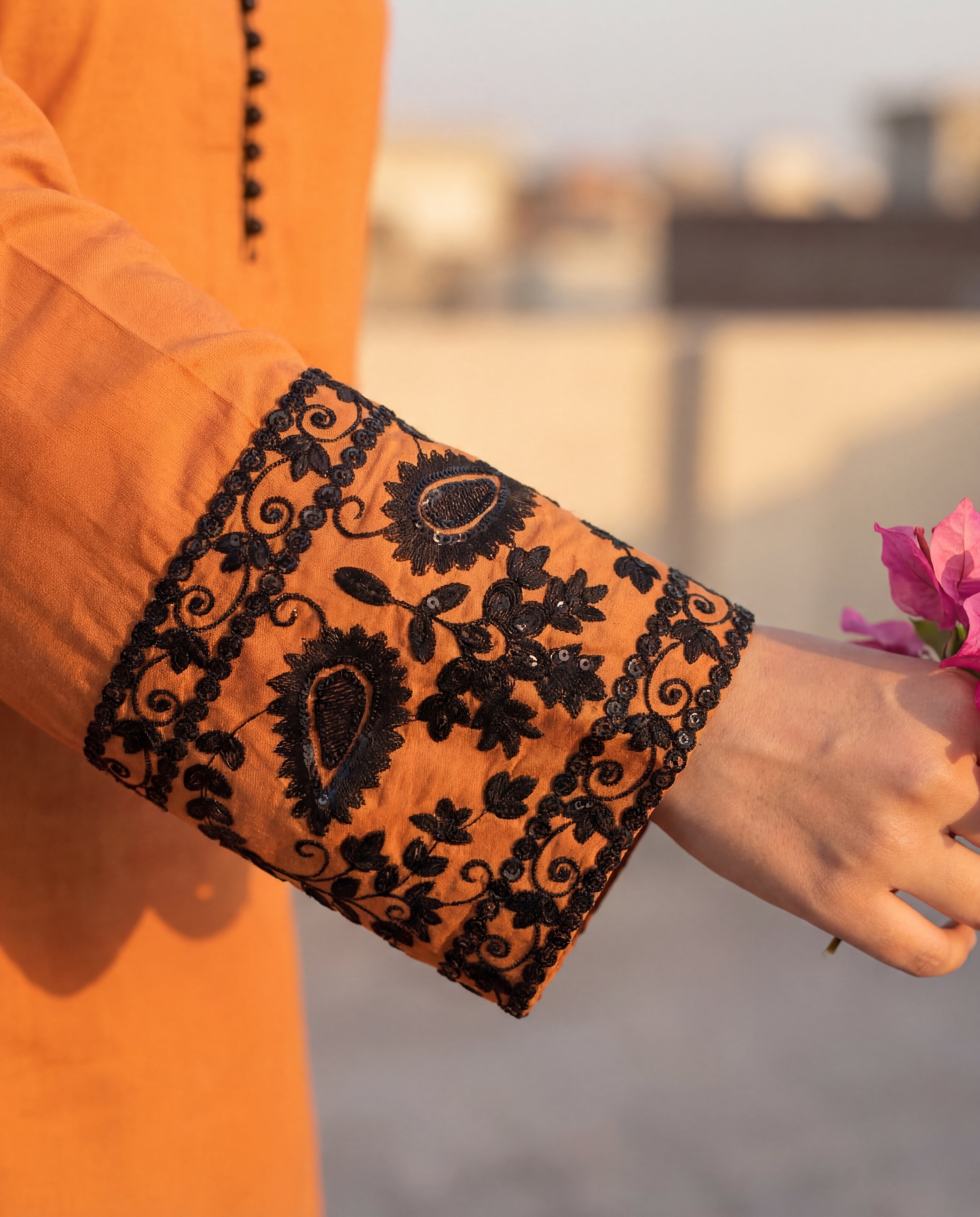 Madiha - Orange Premium Fabric Pakistani Summer Dresses - Sahiba-clothing - 3