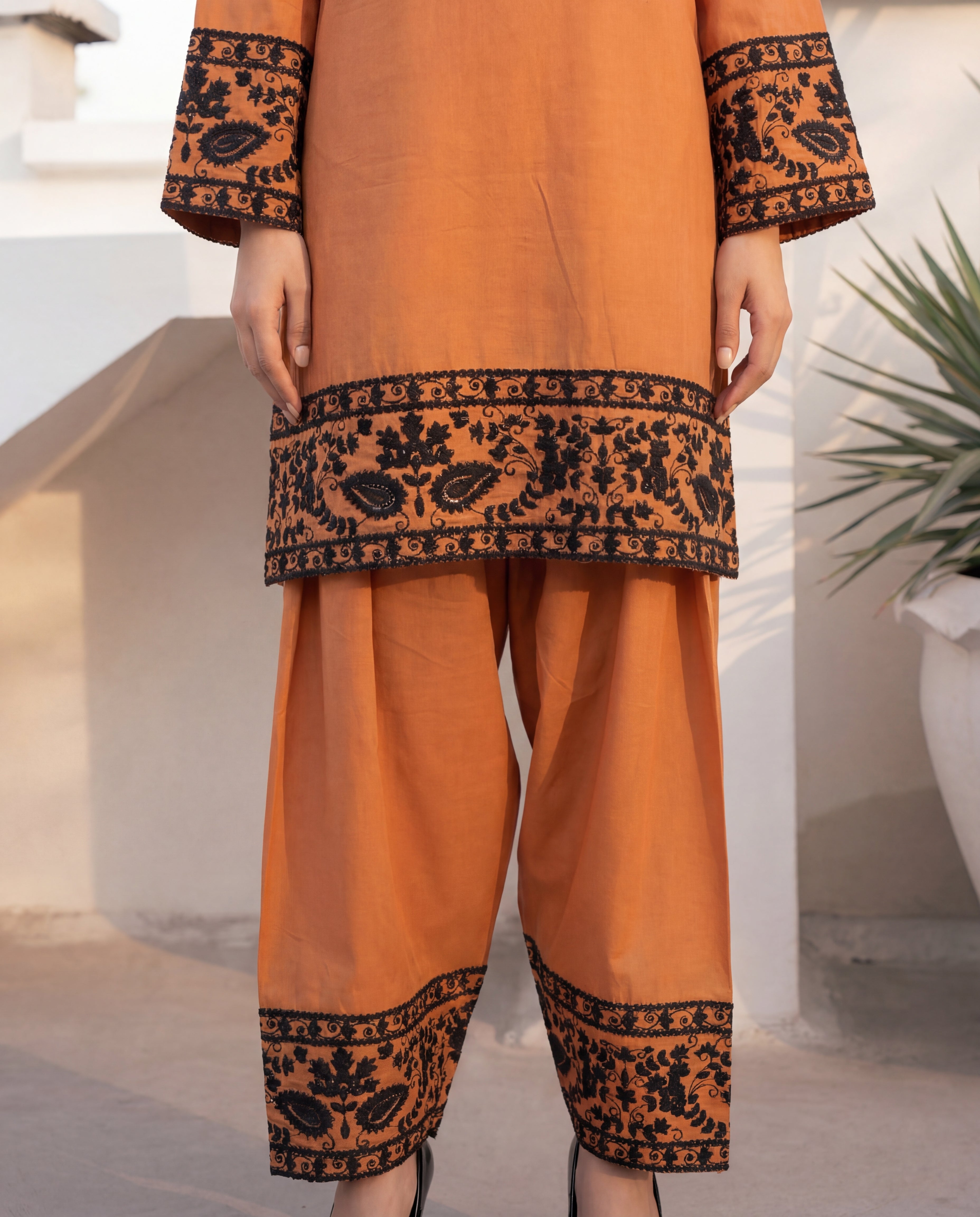 Madiha - Orange Premium Fabric Pakistani Summer Dresses - Sahiba-clothing - 4