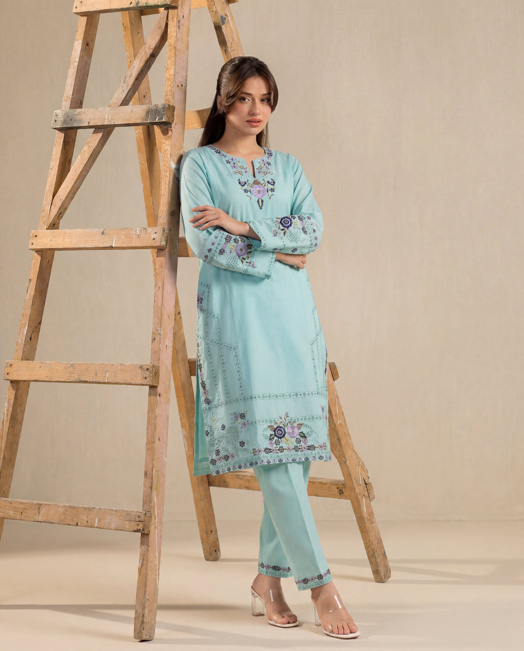 Maham - Aqua Premium Fabric Pakistani Summer Dresses - Sahiba-clothing - 1