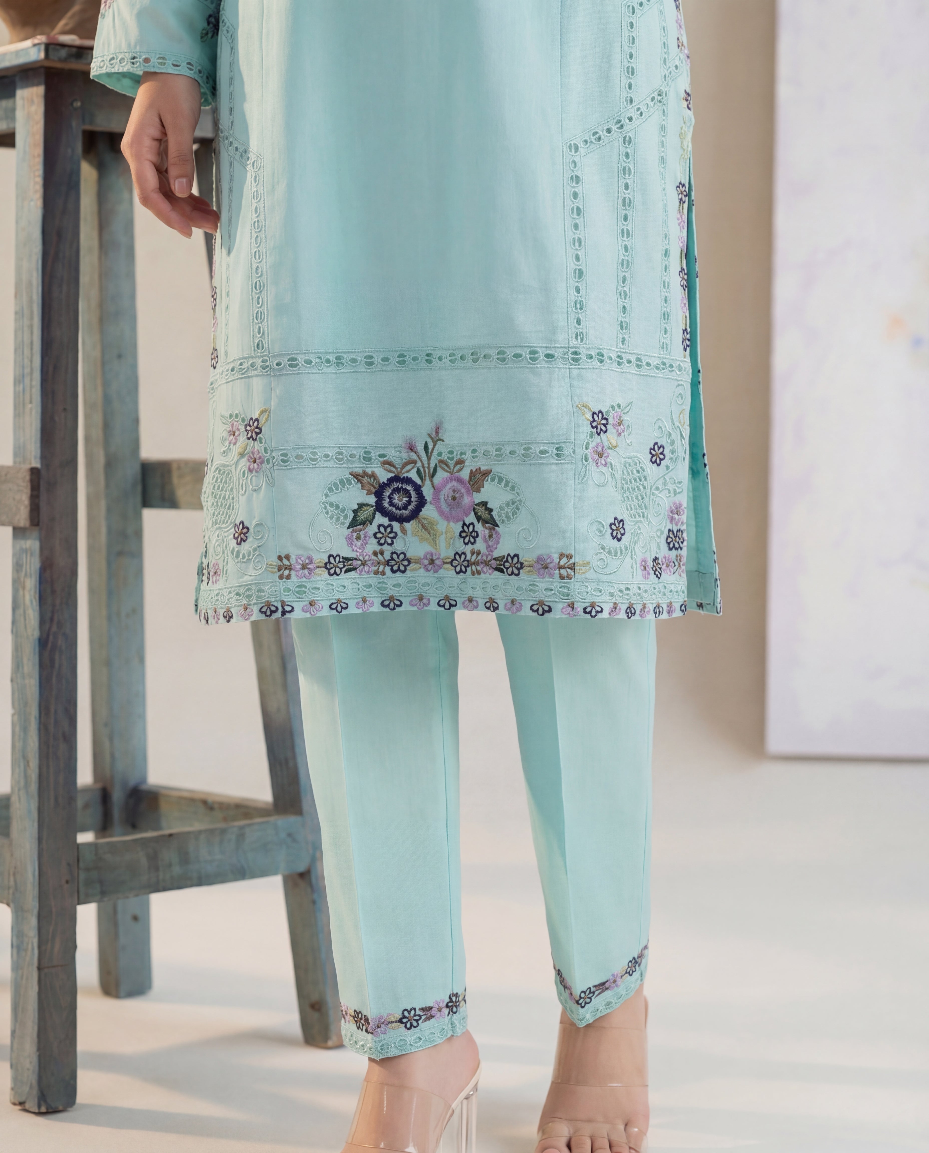 Maham - Aqua Premium Fabric Pakistani Summer Dresses - Sahiba-clothing - 3
