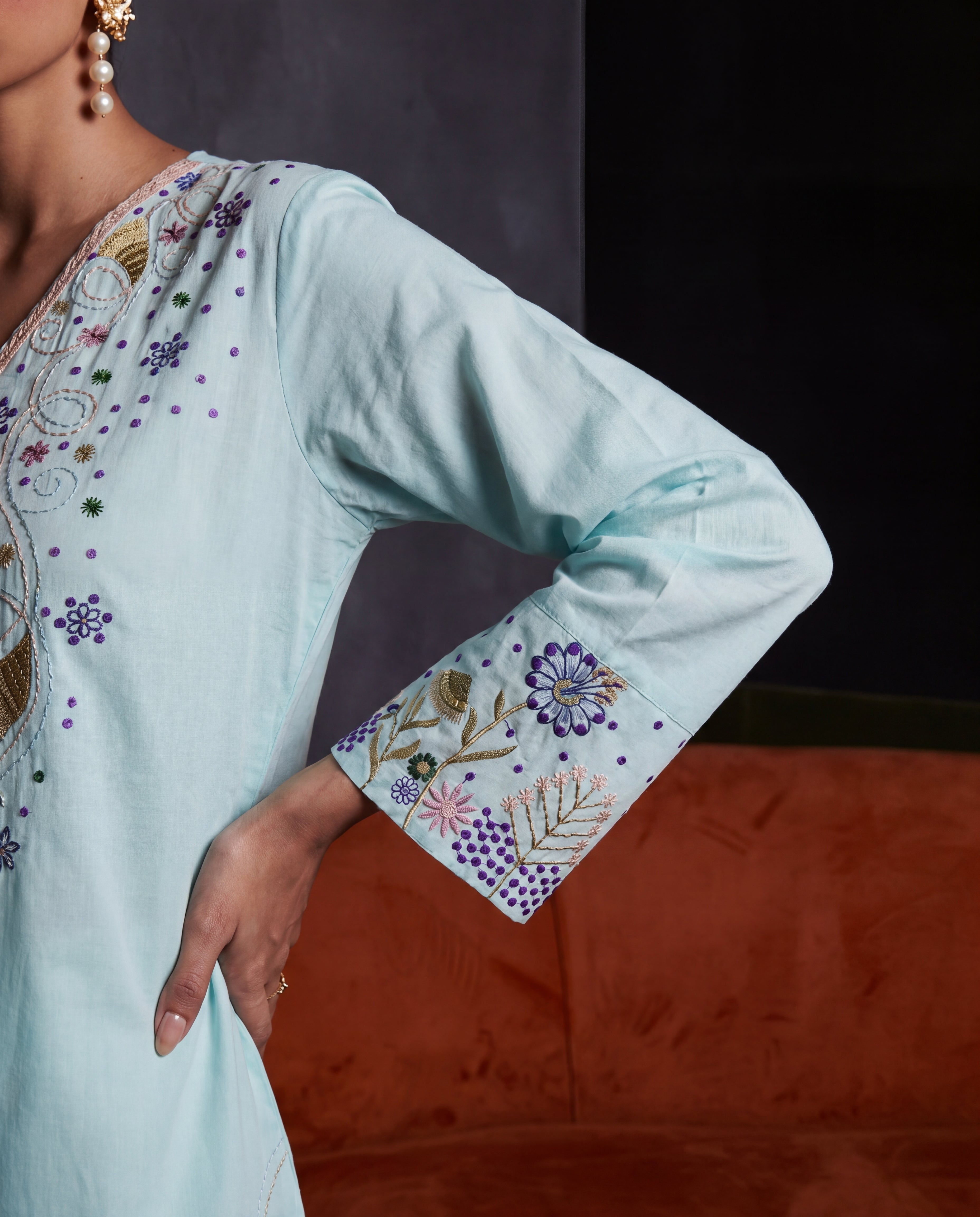 Majesty Aqua Premium Fabric Pakistani Summer Dresses - Sahiba-clothing - 4