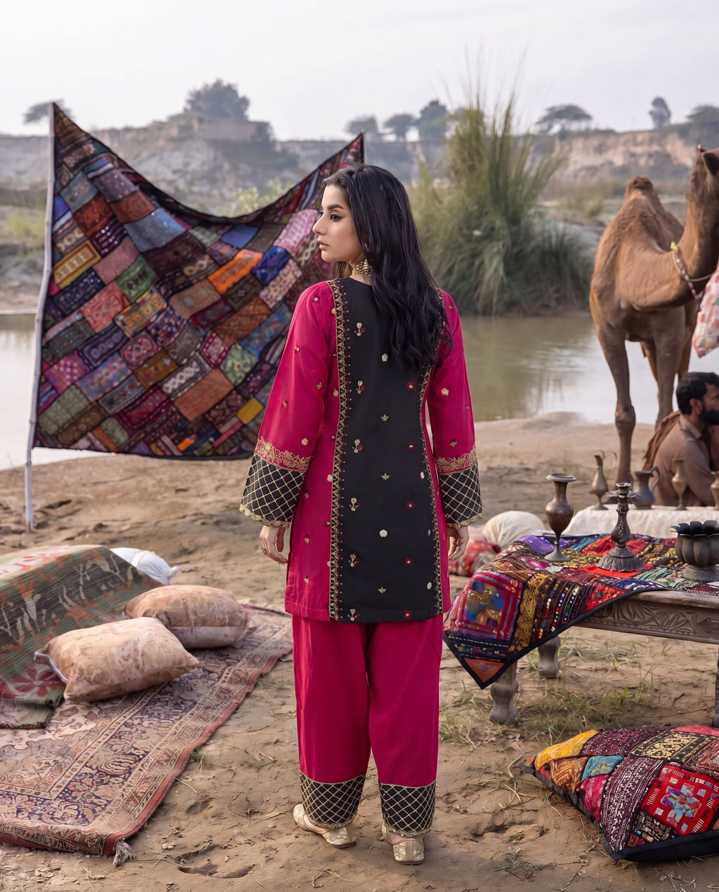 Marigold Black Premium Fabric Pakistani Summer Dresses - Sahiba-clothing - 6