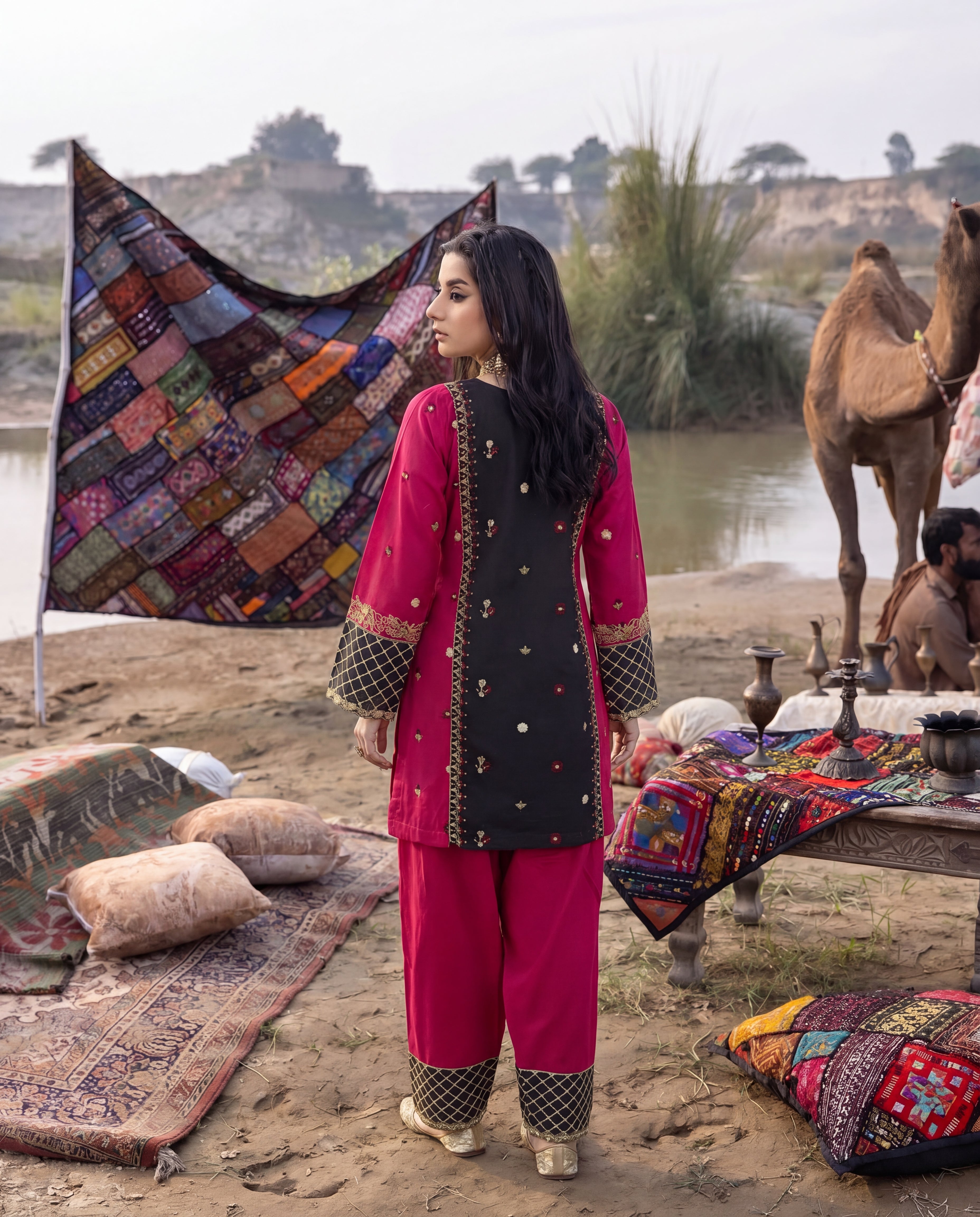 Marigold Black Premium Fabric Pakistani Summer Dresses - Sahiba-clothing - 6