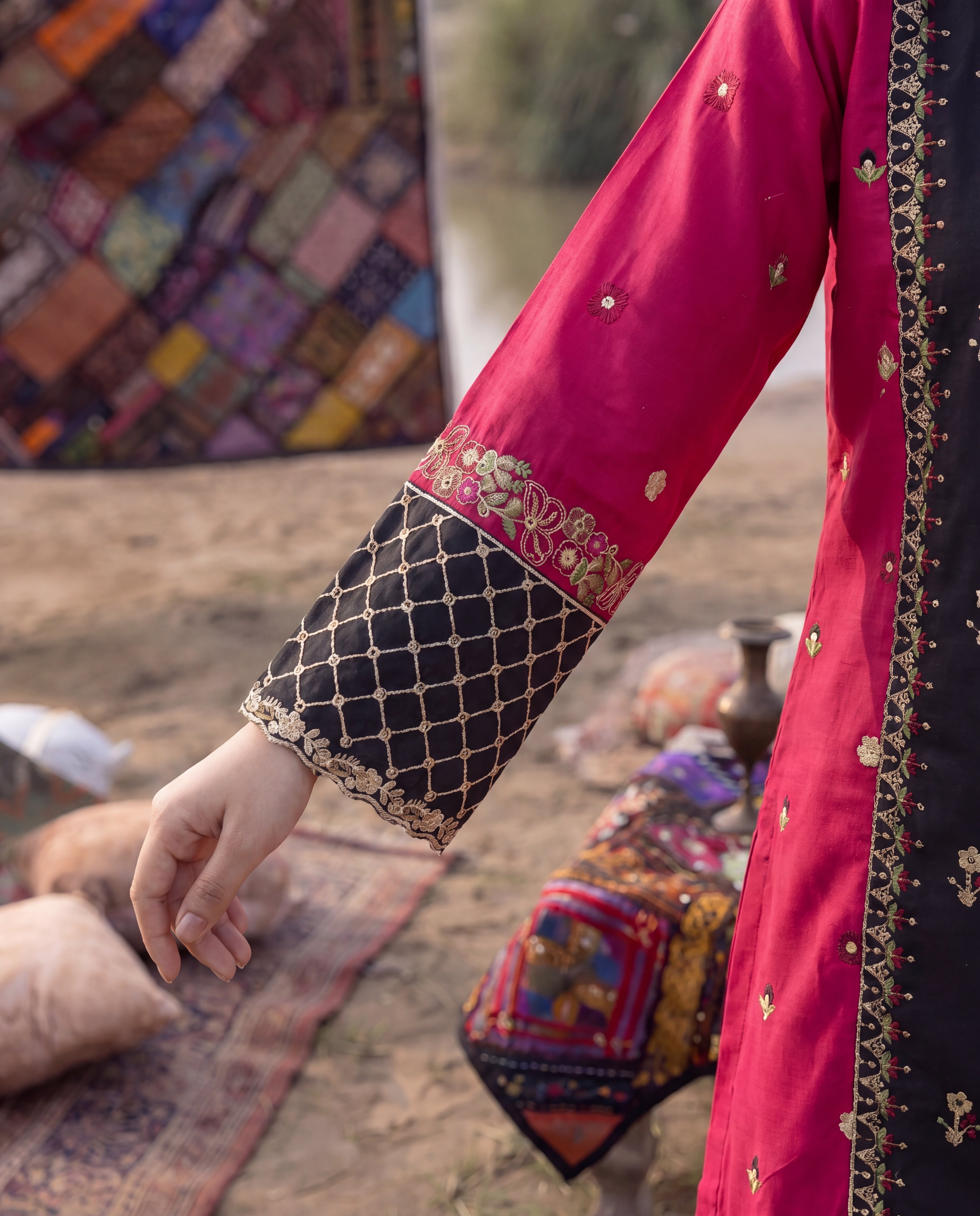 Marigold Black Premium Fabric Pakistani Summer Dresses - Sahiba-clothing - 4