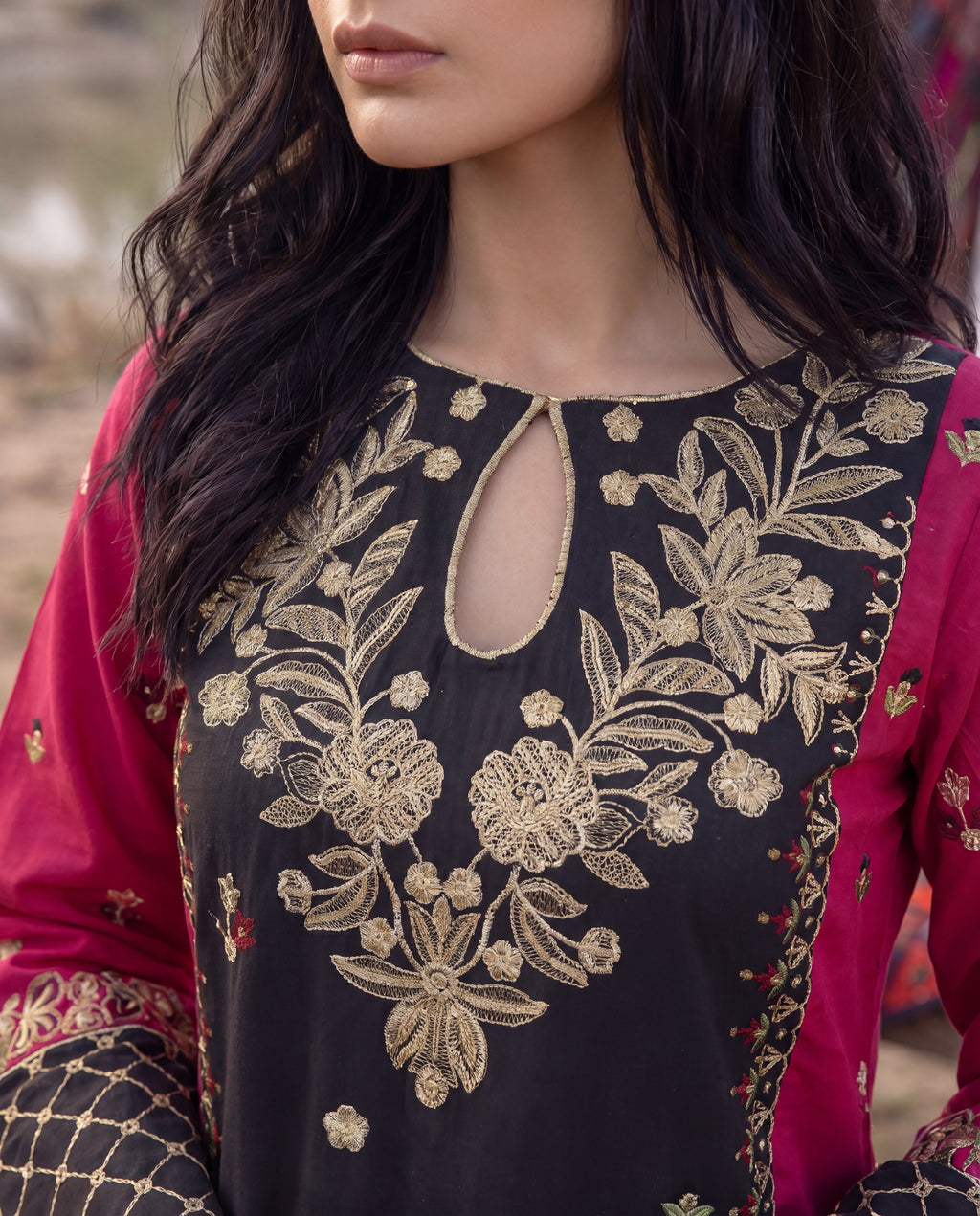 Marigold Black Premium Fabric Pakistani Summer Dresses - Sahiba-clothing - 3