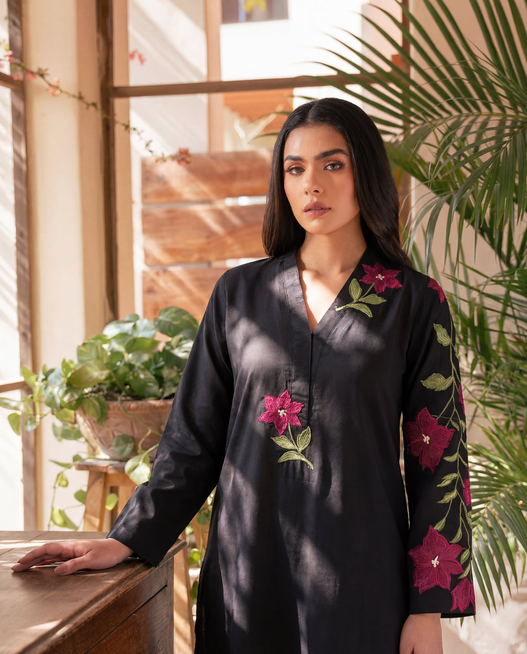 Miray Black Premium Fabric Pakistani Summer Dresses - Sahiba-clothing - 3