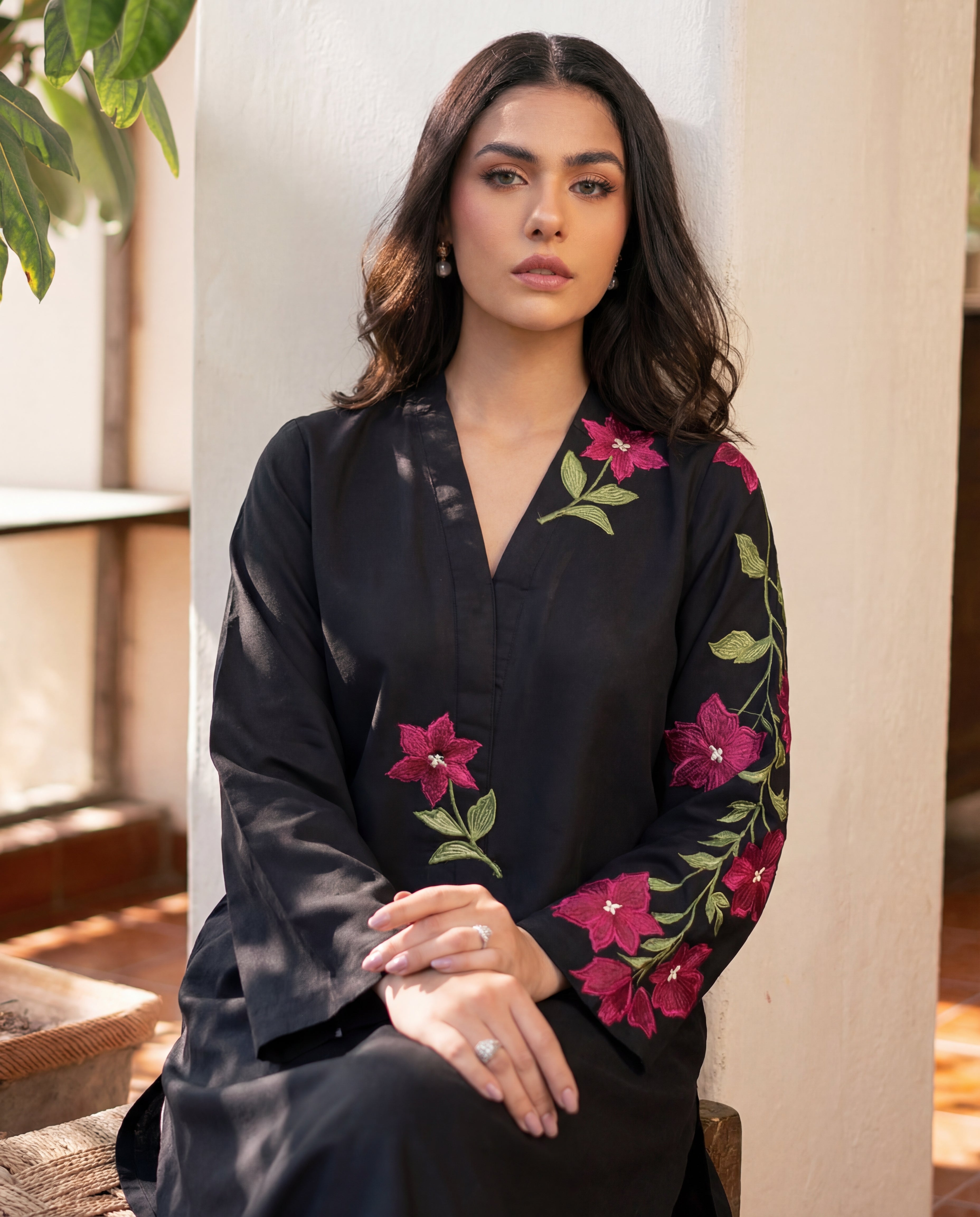 Miray Black Premium Fabric Pakistani Summer Dresses - Sahiba-clothing - 2