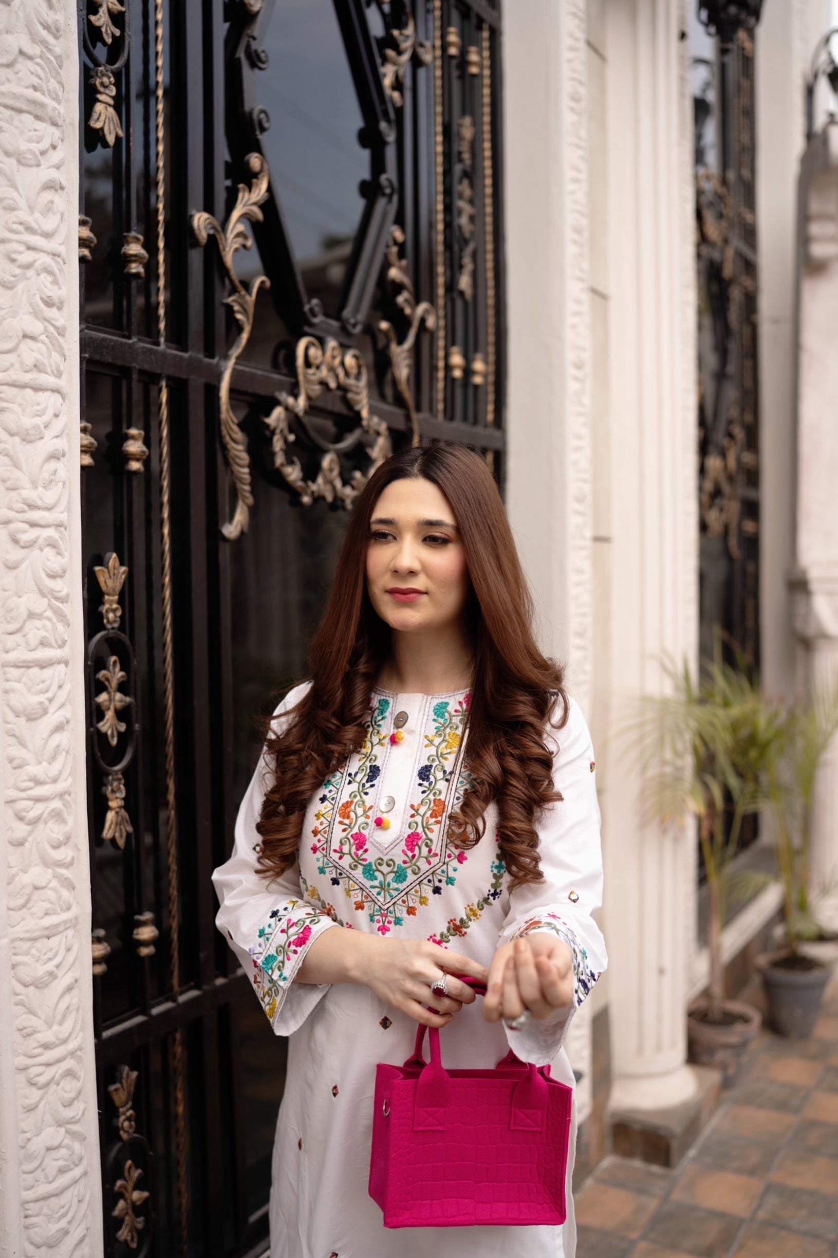 Morni white Premium Fabric Pakistani Summer Dresses - Sahiba-clothing - 2