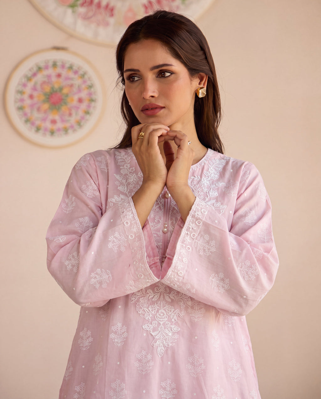 Mufeeda Pink Premium Fabric Pakistani Summer Dresses - Sahiba-clothing - 3
