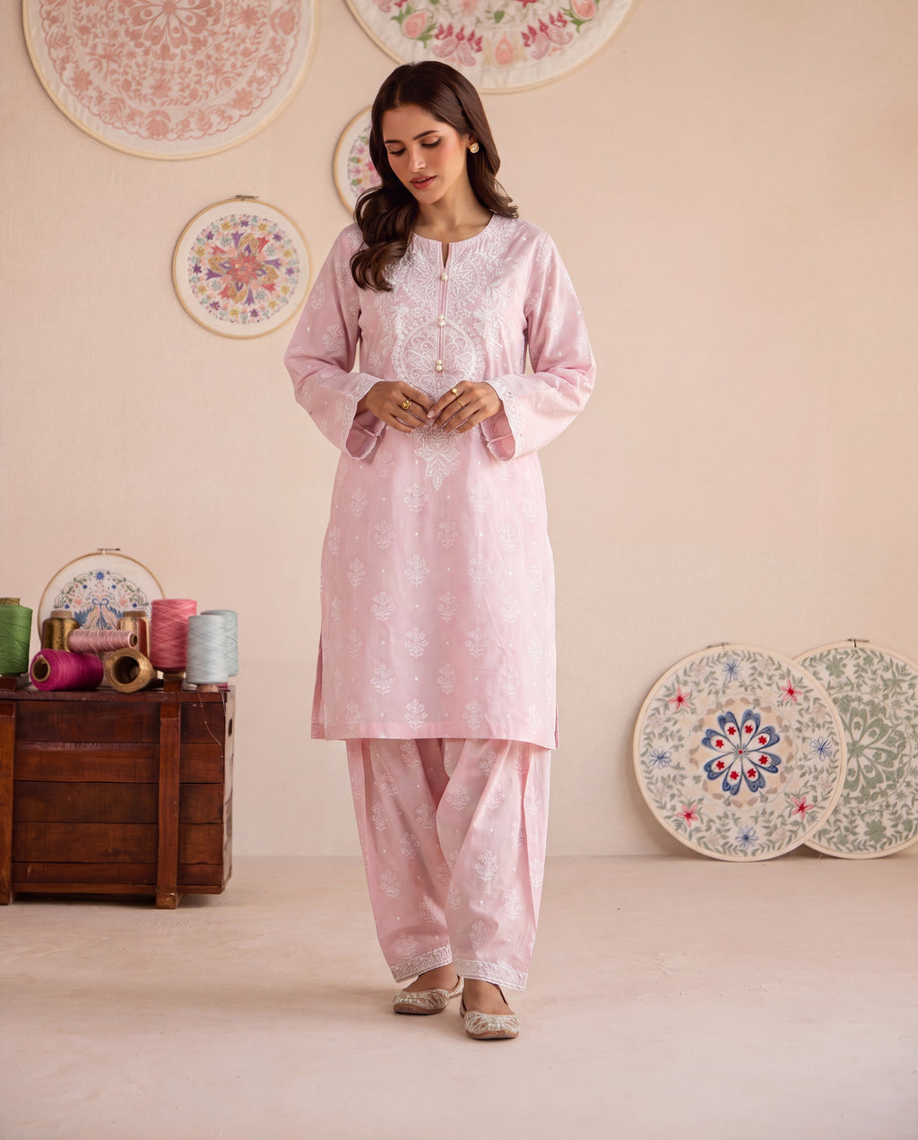 Mufeeda Pink Premium Fabric Pakistani Summer Dresses - Sahiba-clothing - 5