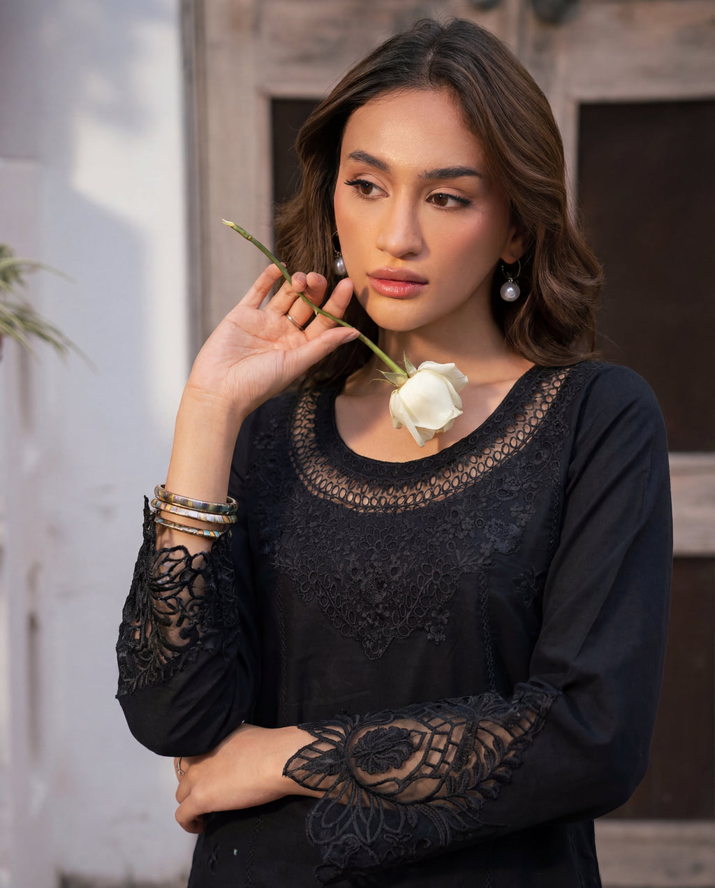 Namar - Black Premium Fabric Pakistani Summer Dresses - Sahiba-clothing - 2