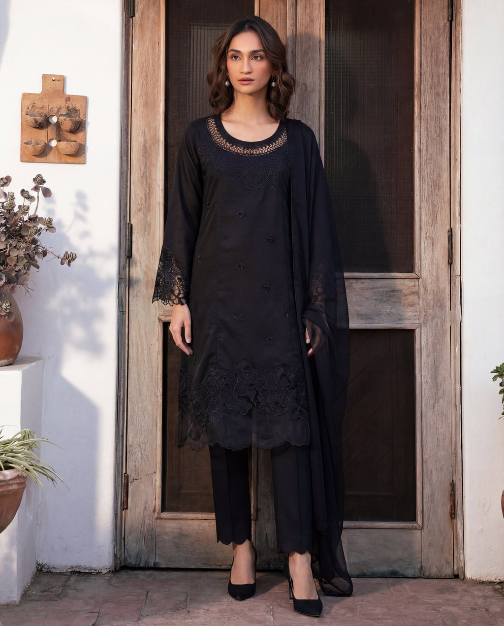 Namar - Black Premium Fabric Pakistani Summer Dresses - Sahiba-clothing - 6