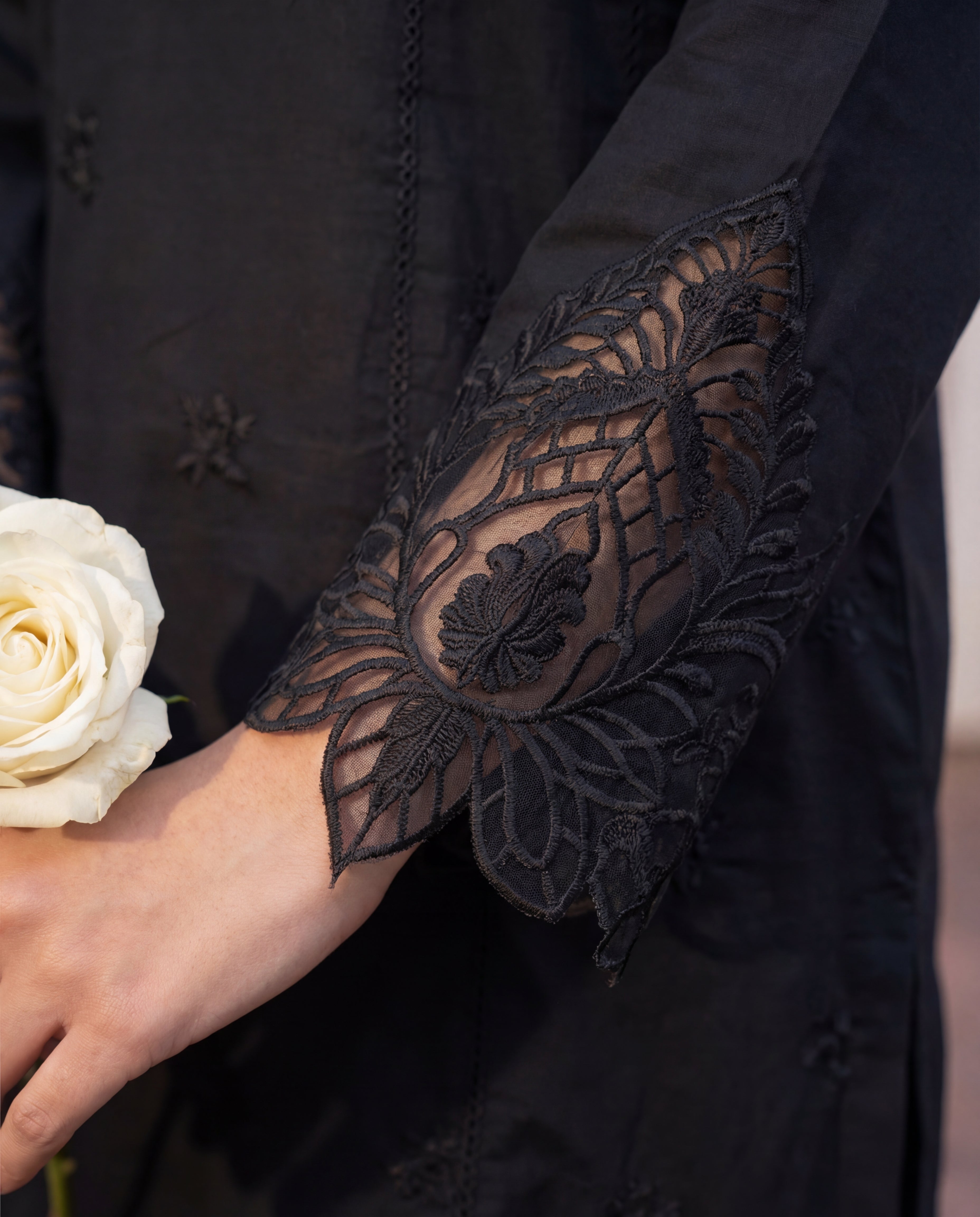 Namar - Black Premium Fabric Pakistani Summer Dresses - Sahiba-clothing - 3