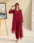 Namar - Maroon Premium Fabric Pakistani Summer Dresses - Sahiba-clothing - 1