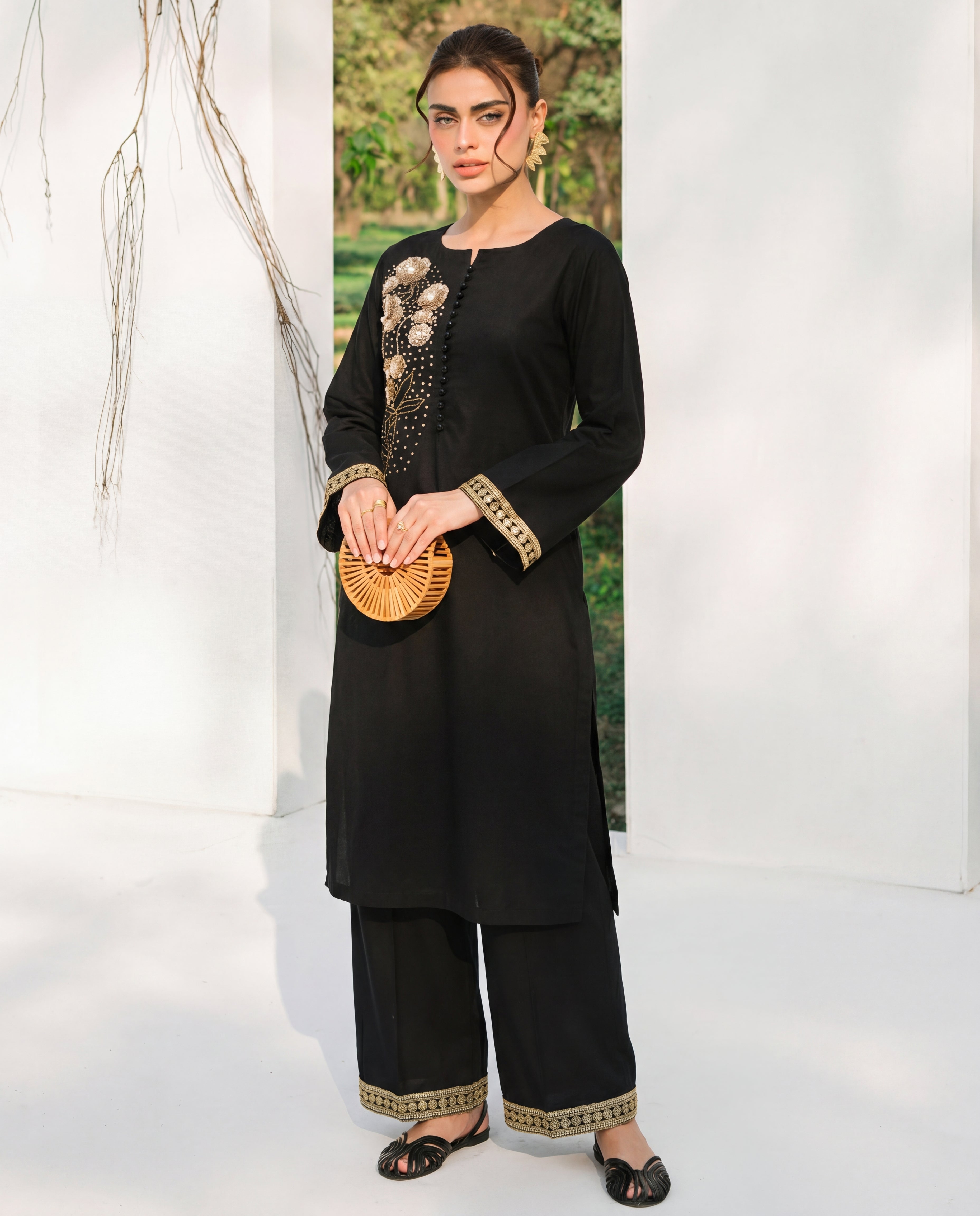 Naulakha Black Premium Fabric Pakistani Summer Dresses - Sahiba-clothing - 1