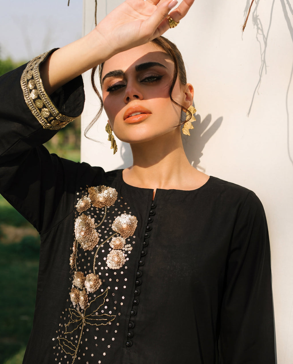 Naulakha Black Premium Fabric Pakistani Summer Dresses - Sahiba-clothing - 3